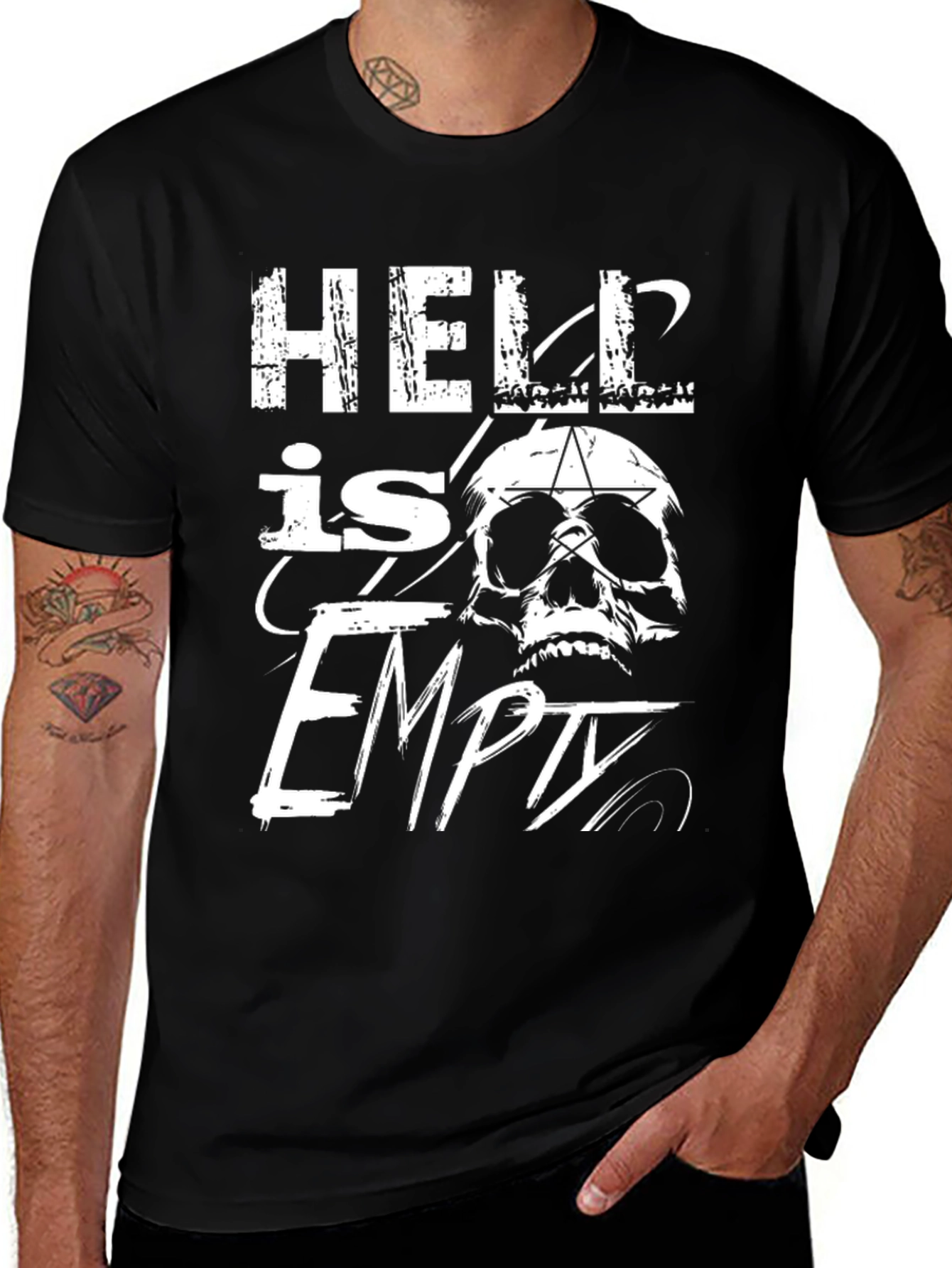 Variant 8 of Hell is Empty Graphic Tee - Black Cotton T-Shirt