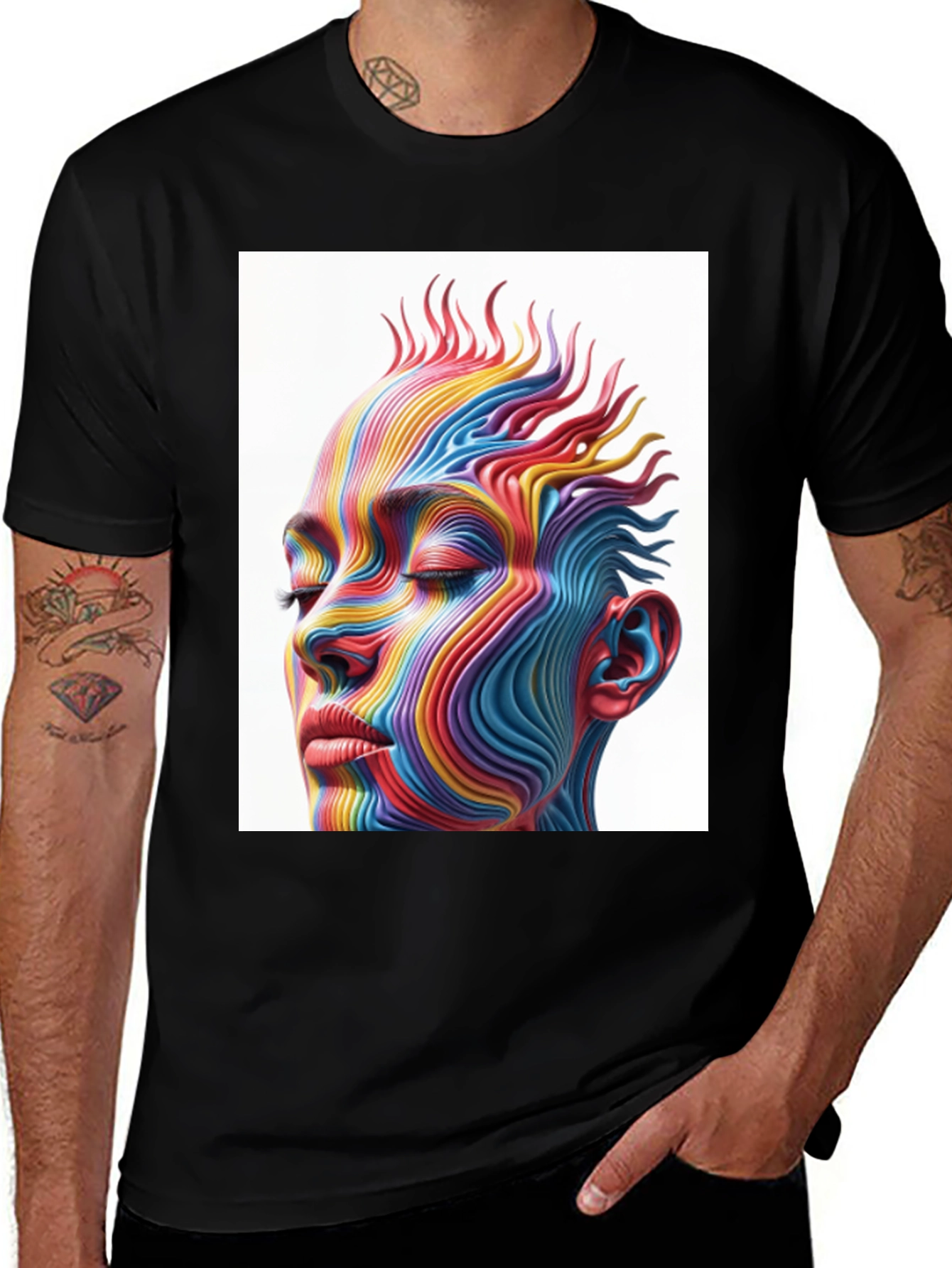 Variant 13 of Abstract Rainbow Face Graphic T-Shirt
