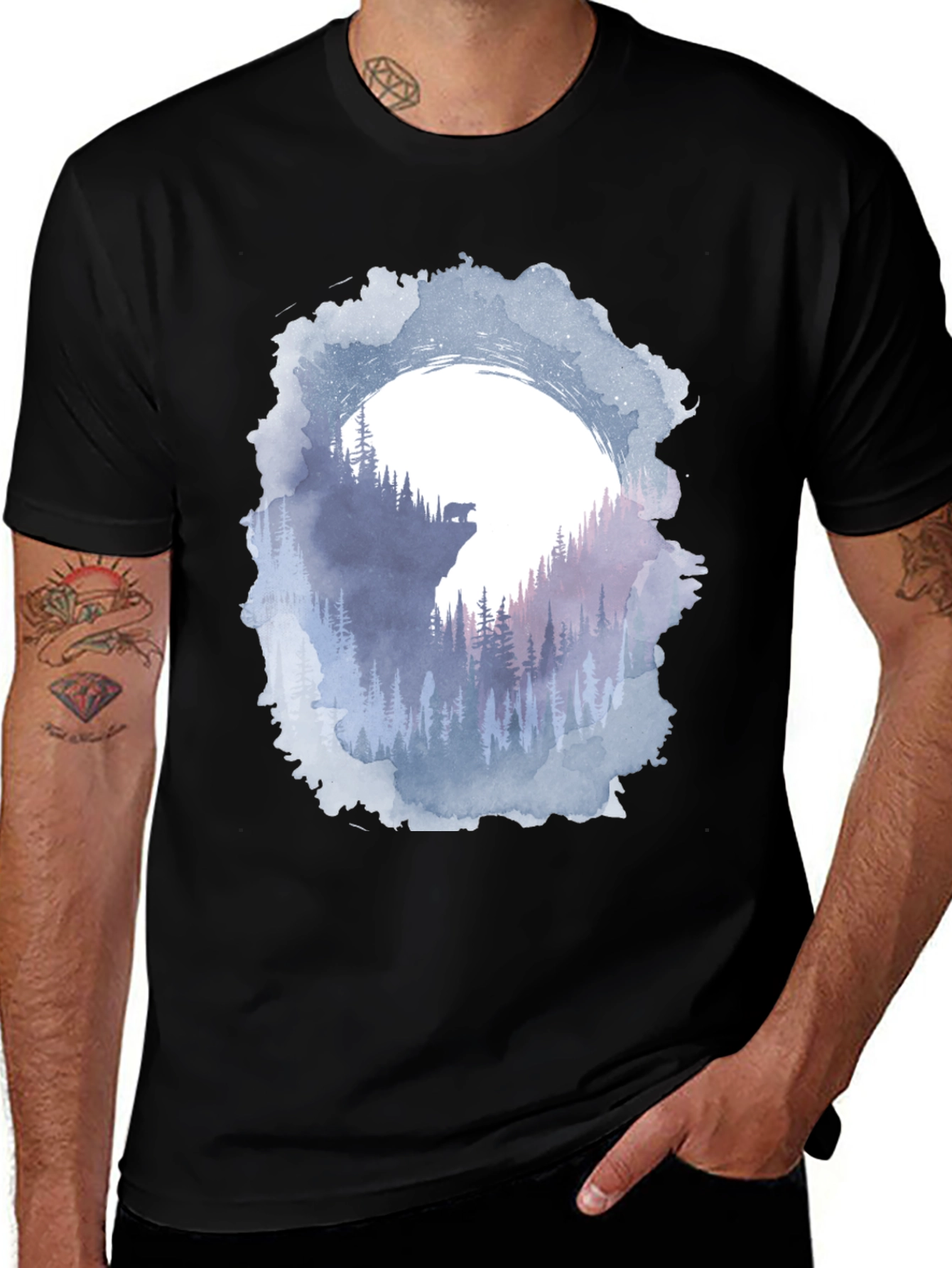 Variant 17 of Watercolor Bear Forest T-Shirt