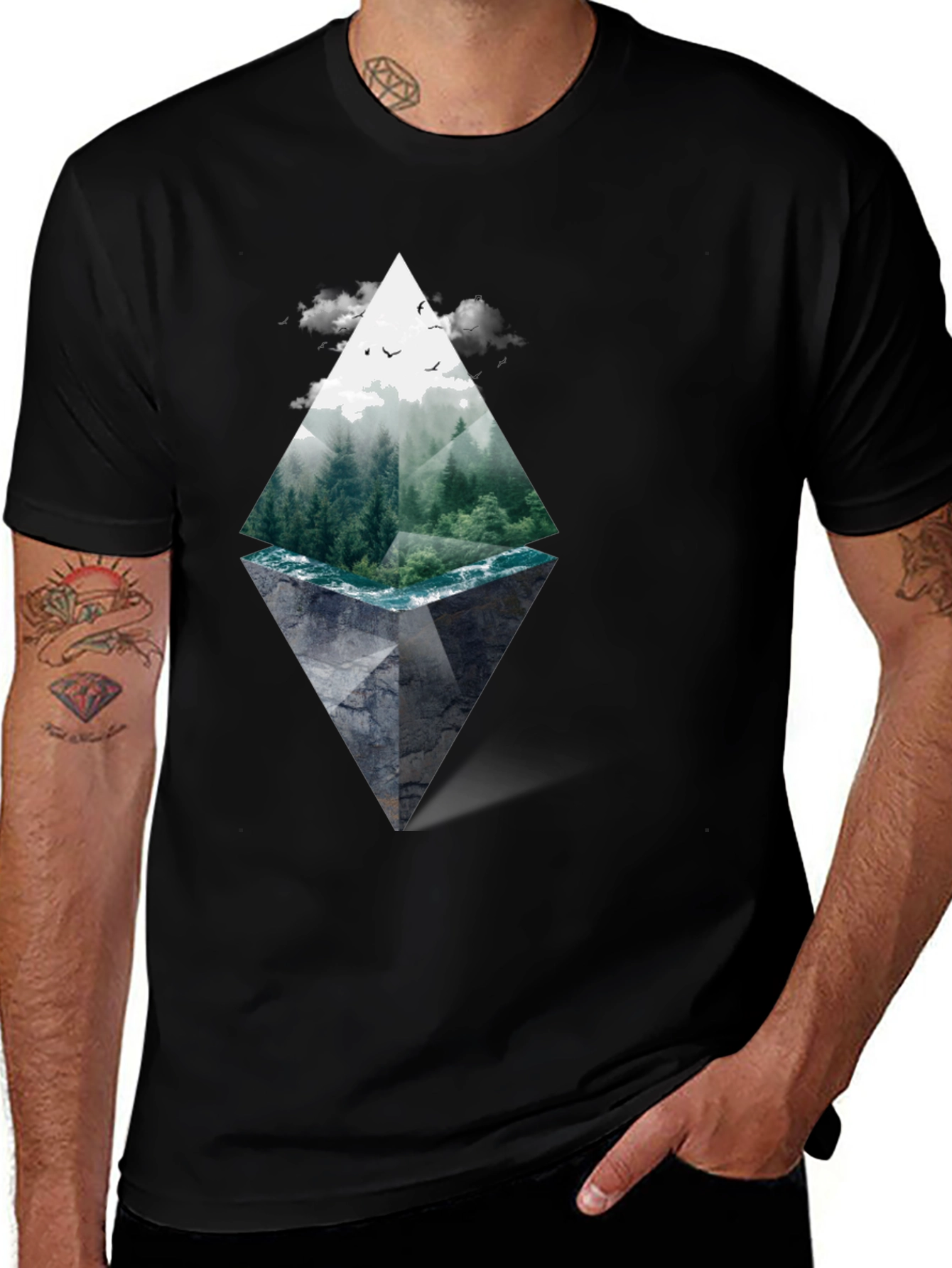 Black Nature Diamond Graphic Tee - Black main image