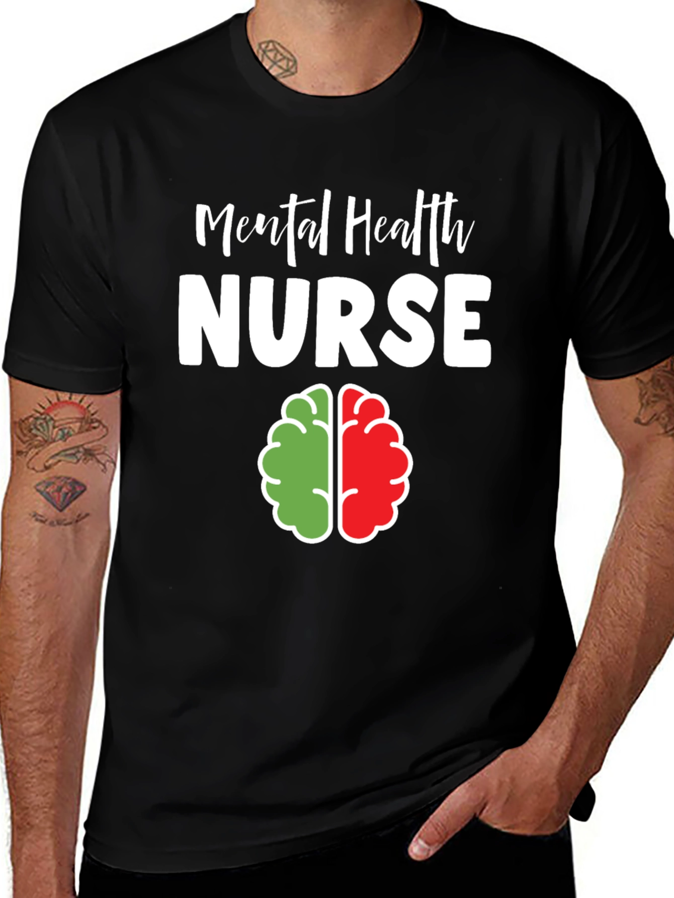 Mental Health Nurse T-Shirt, Brain Graphic, Comfortable Fit