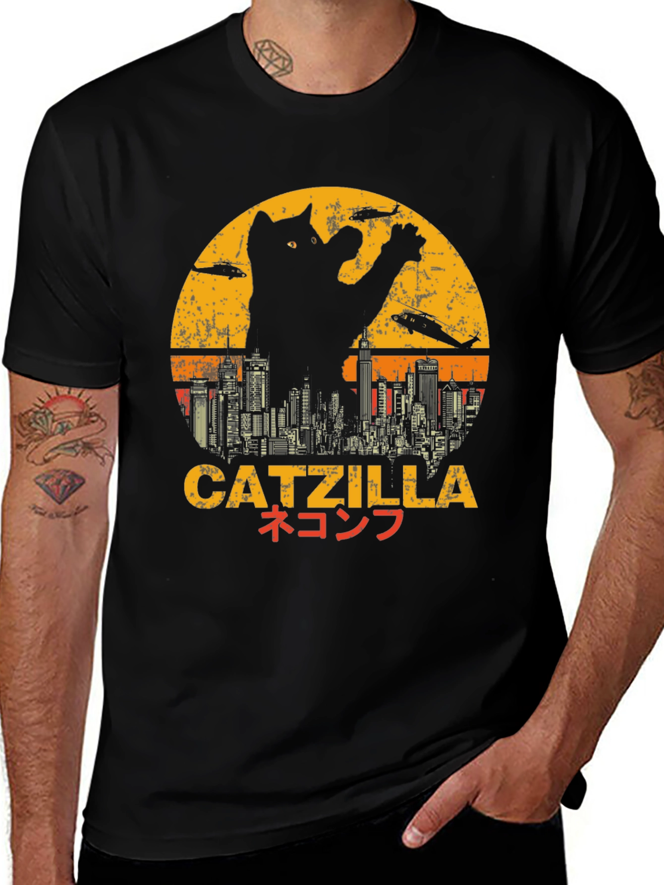 Variant 6 of Catzilla T-Shirt - Cat Godzilla Graphic Tee