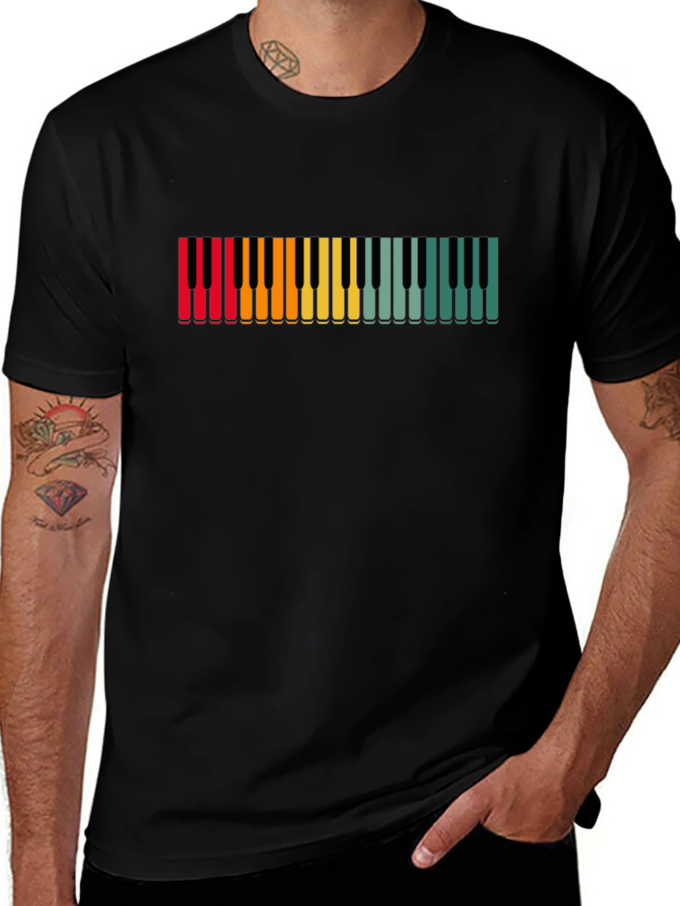 Variant 26 of Retro Piano Keys T-Shirt - Colorful Music Lover Tee