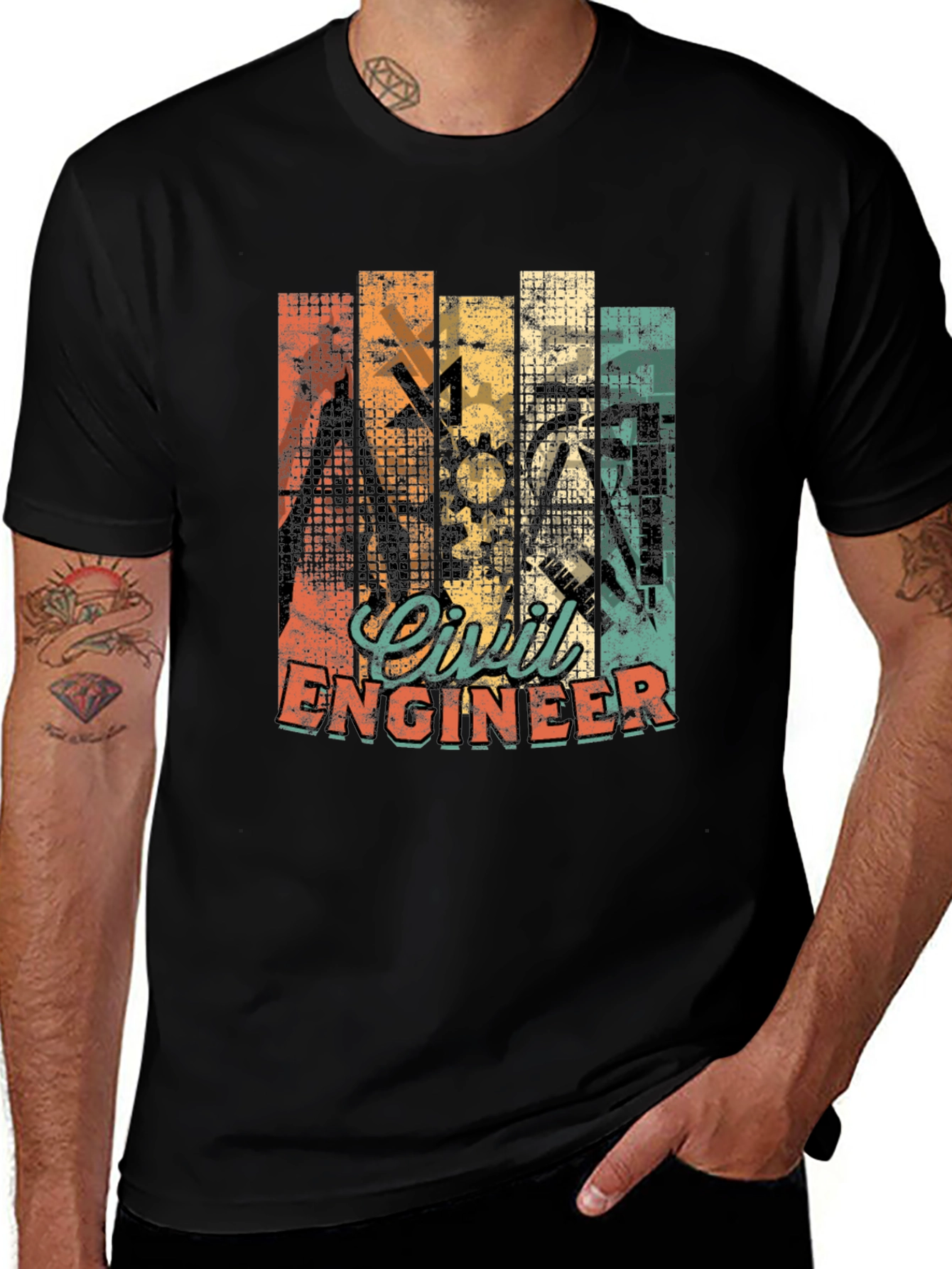 Civil Engineer Retro T-Shirt | Construction Design Tee
