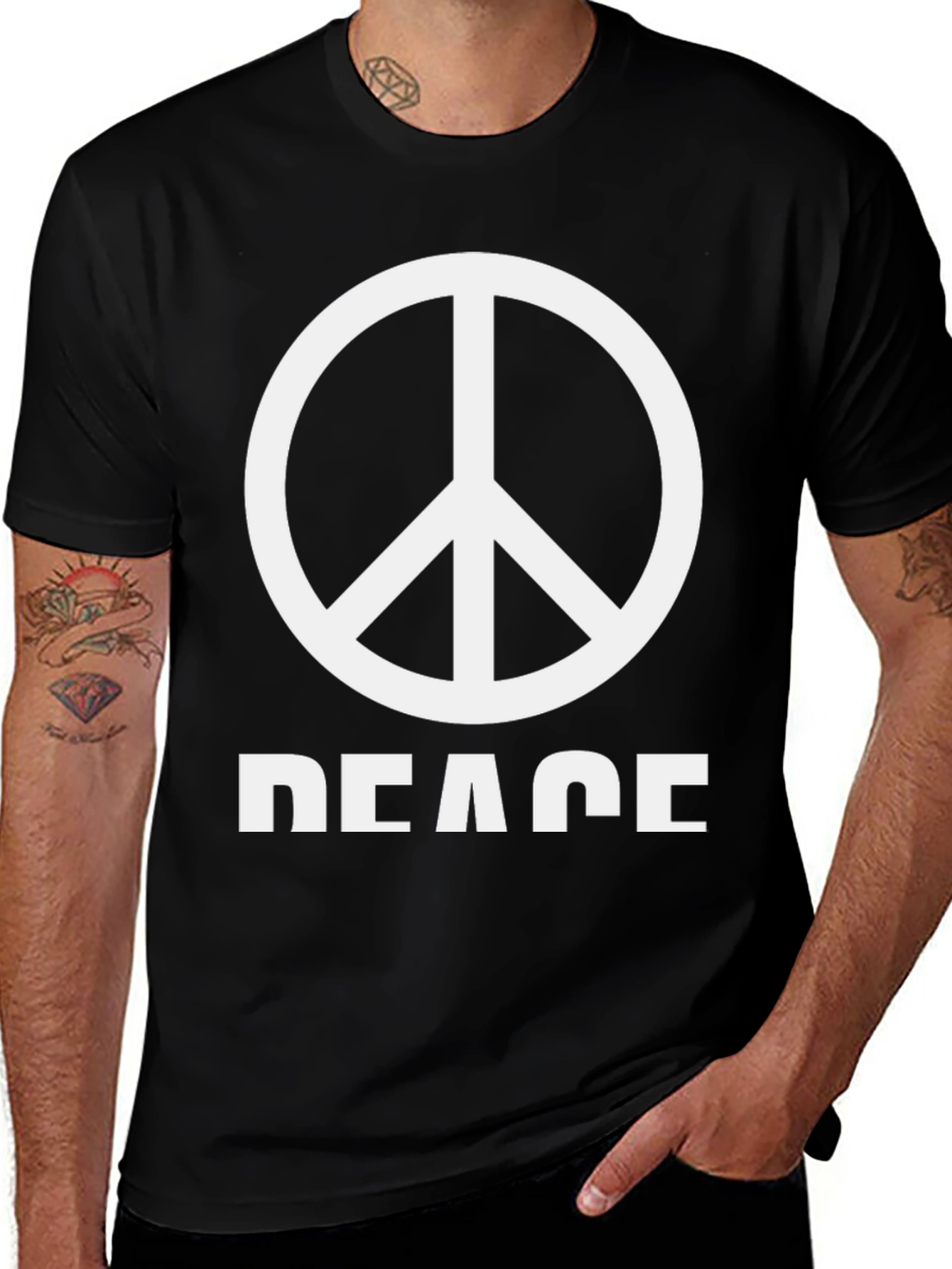 Variant 17 of Peace Sign T-Shirt - Black Graphic Tee