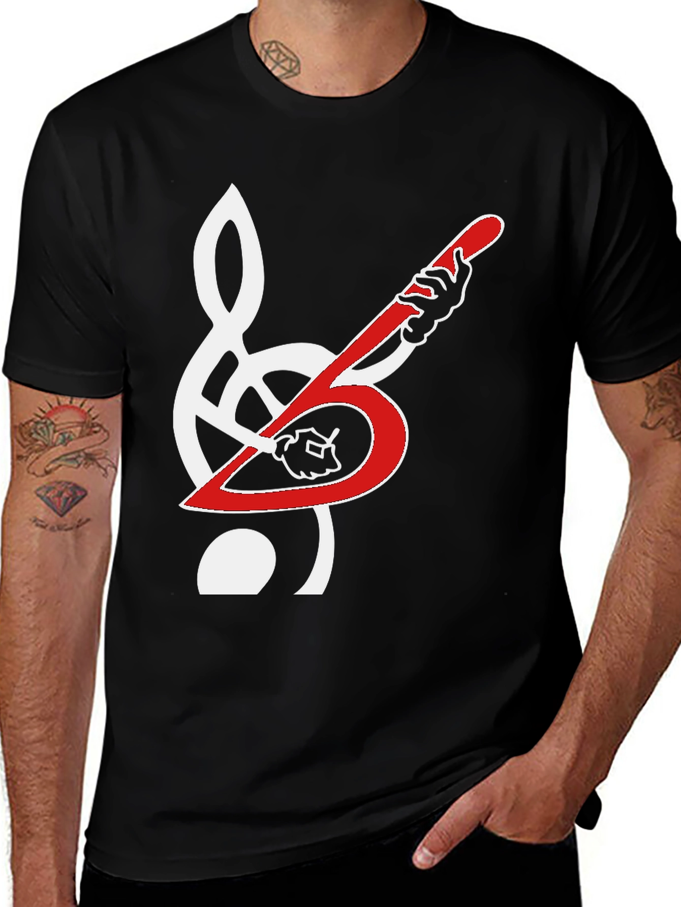 Variant 2 of Musical Guitar Treble Clef Graphic Tee