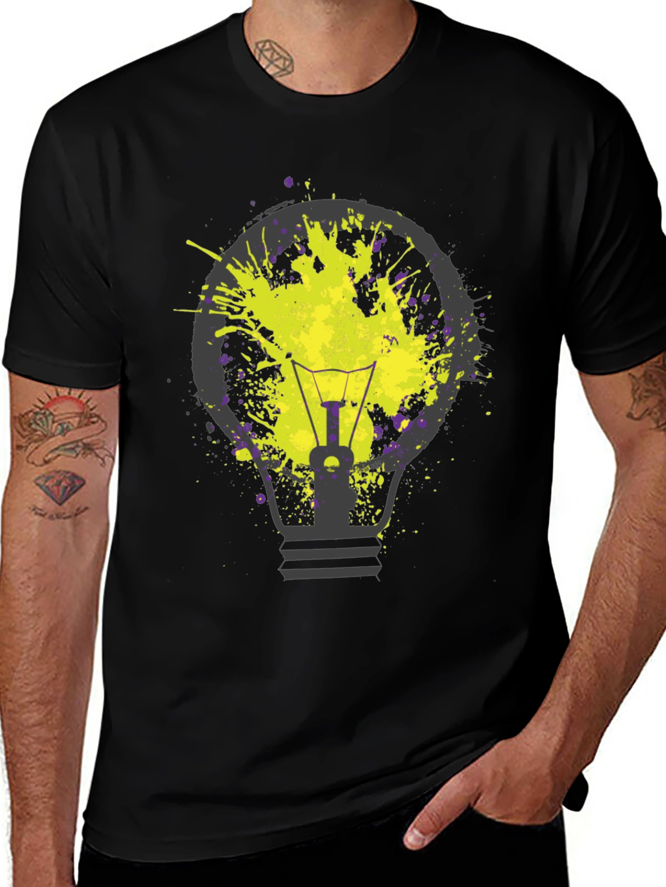 Variant 25 of Idea Bulb Splatter Graphic Tee - Unique Design