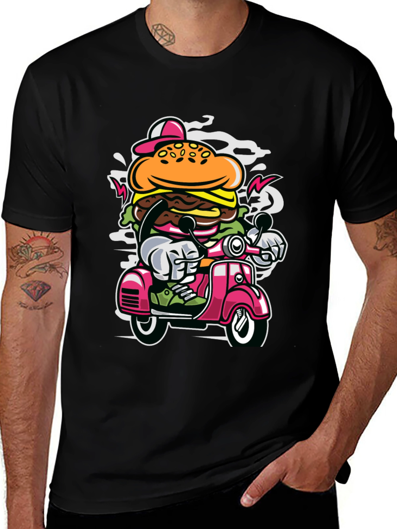 Variant 15 of Burger on Scooter Graphic Tee - Quirky Streetwear