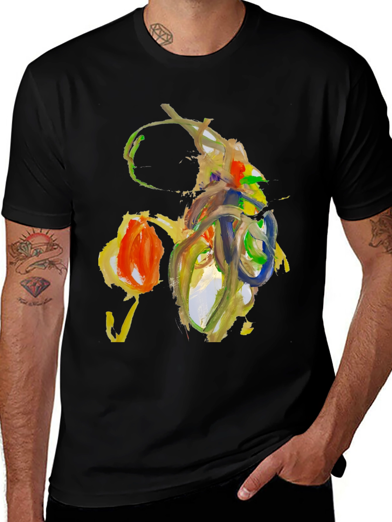 Variant 14 of Abstract Art Black T-Shirt: Bold, Unique Design