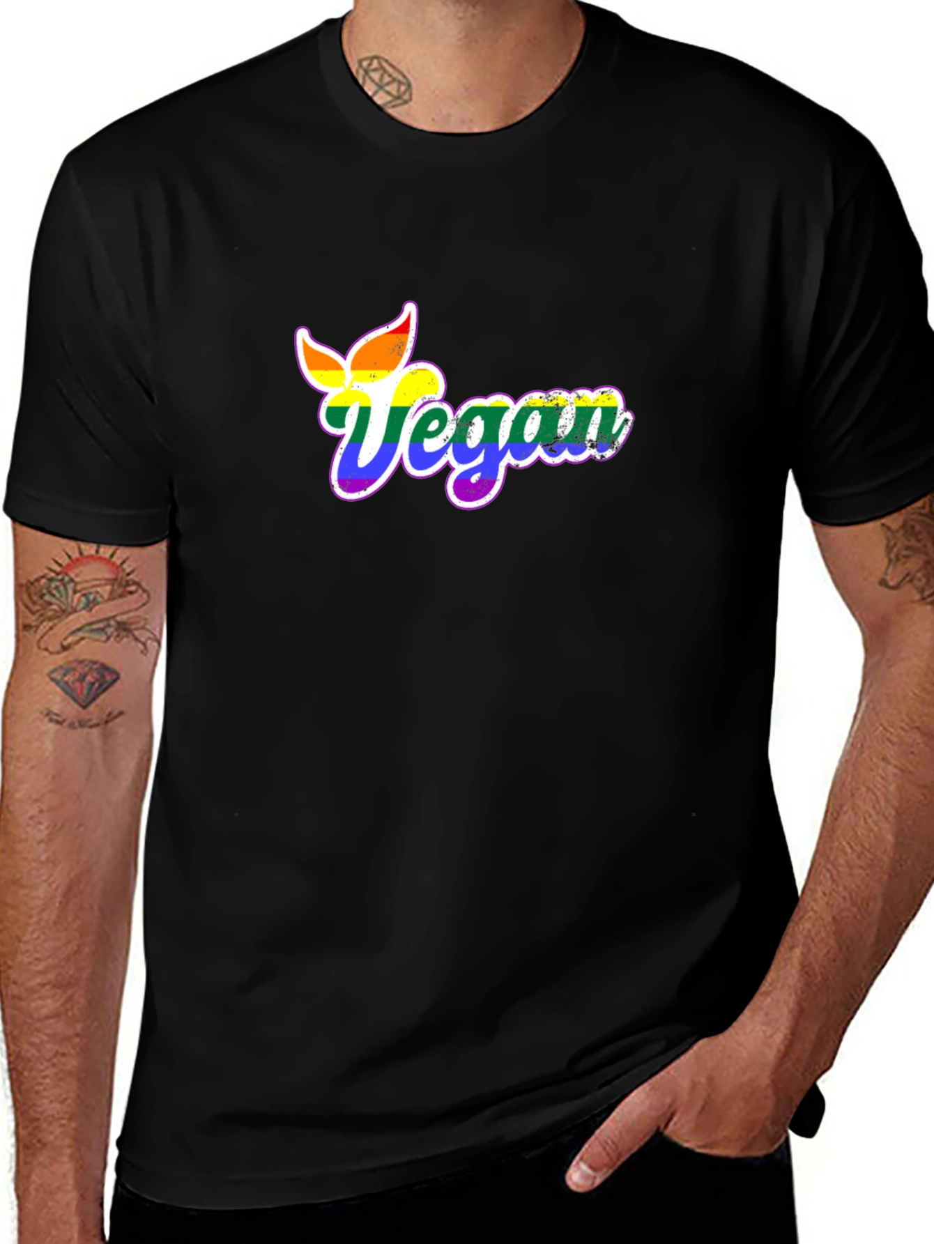 Variant 26 of Rainbow Vegan T-Shirt - Black