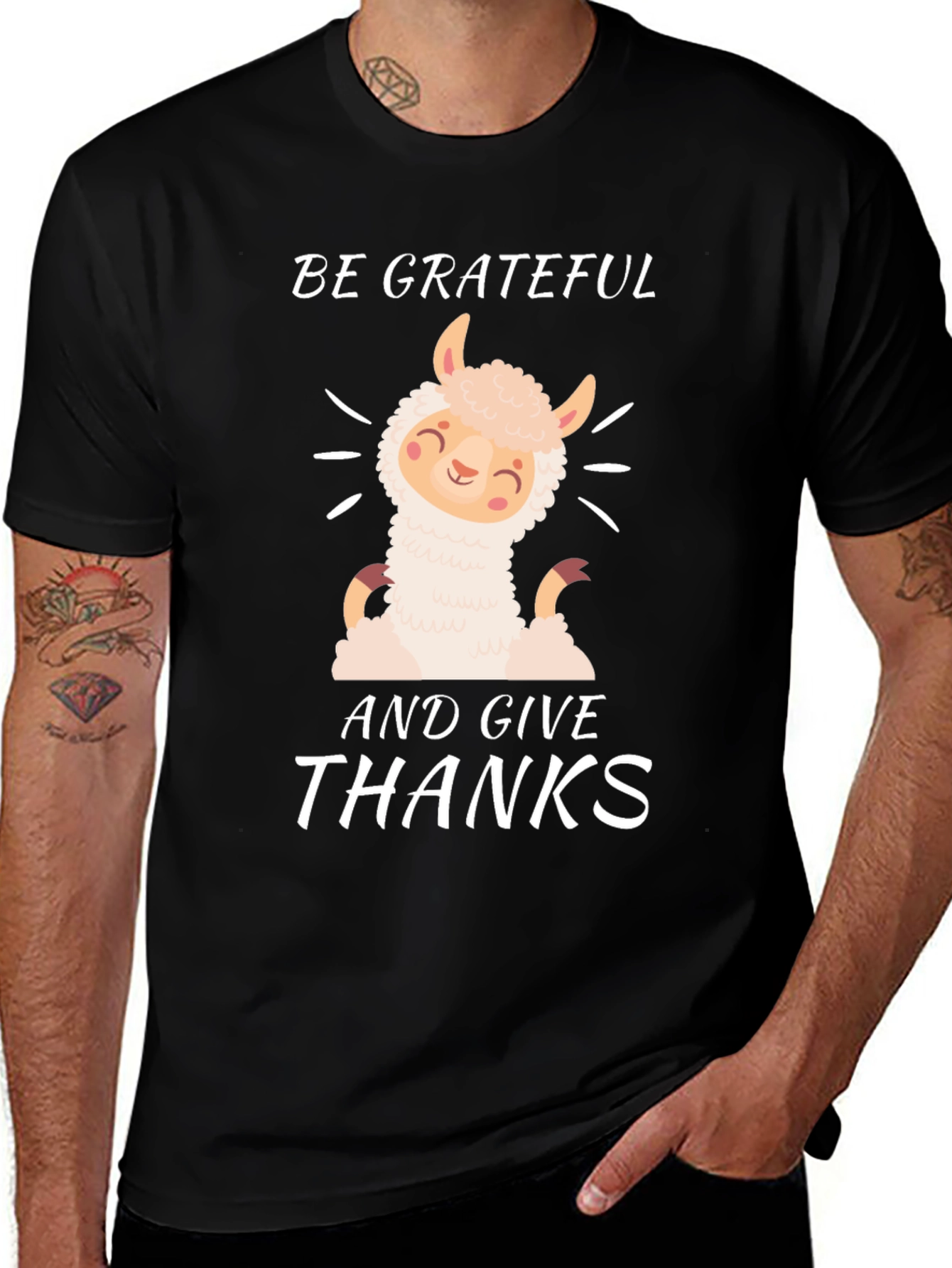 Variant 13 of Be Grateful Llama T-Shirt - Soft Cotton Blend