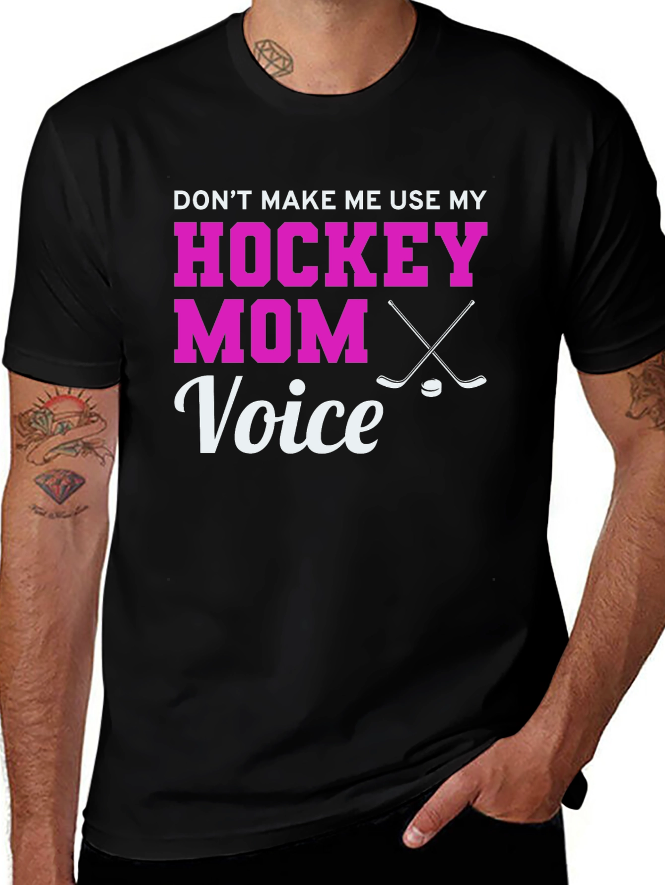 Variant 16 of Hockey Mom Voice Graphic T-Shirt