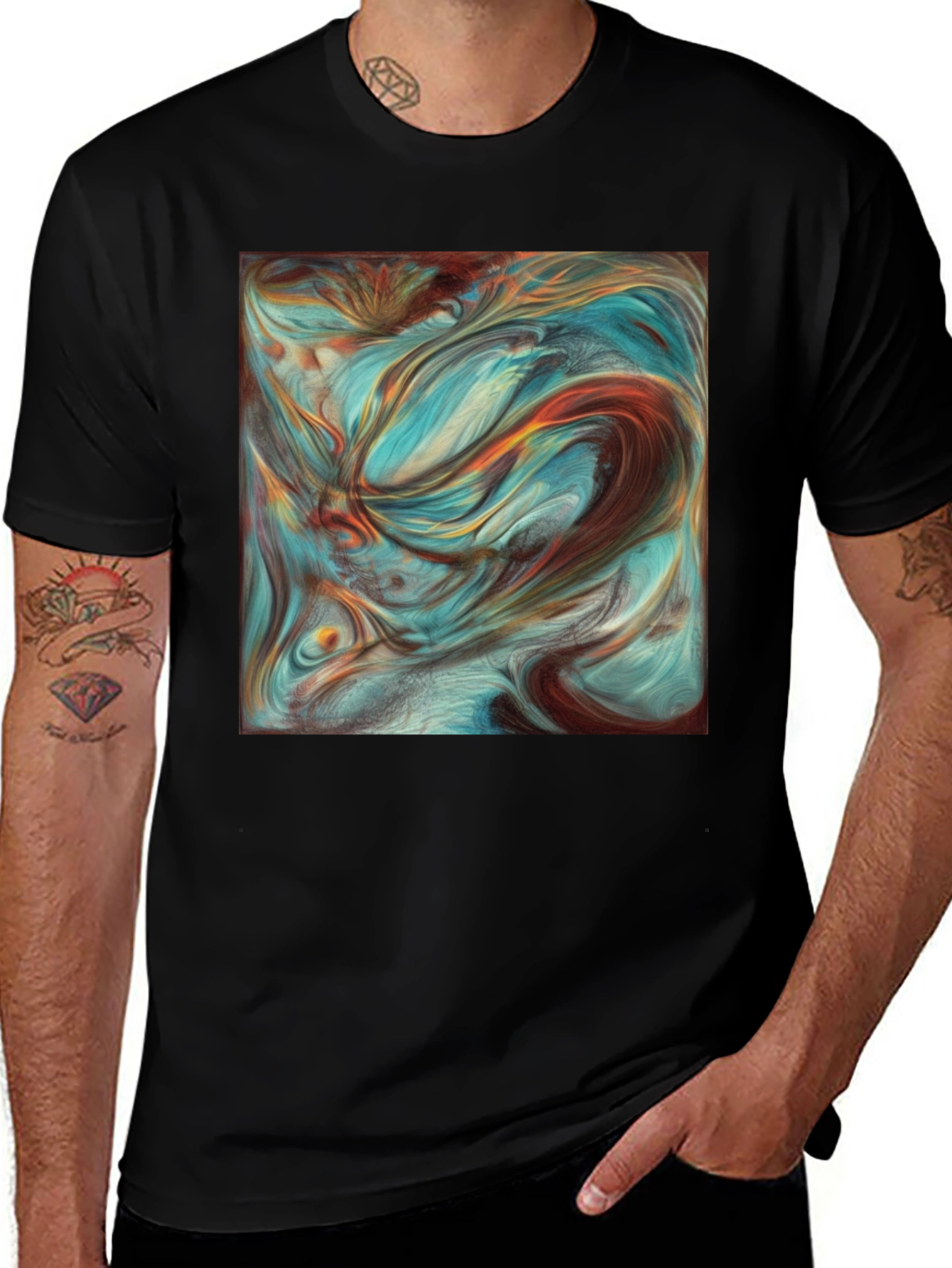 Variant 29 of Abstract Art Print Black T-Shirt