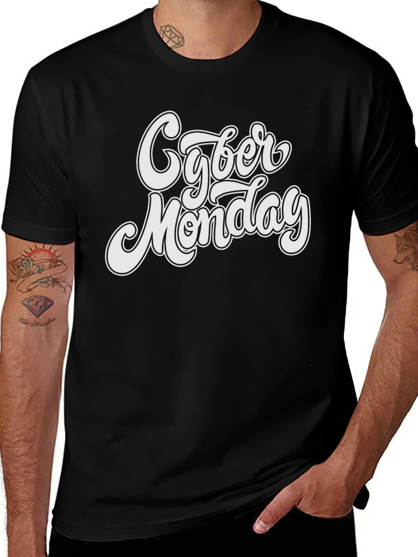 Cyber Monday Graphic Tee - Black Cotton