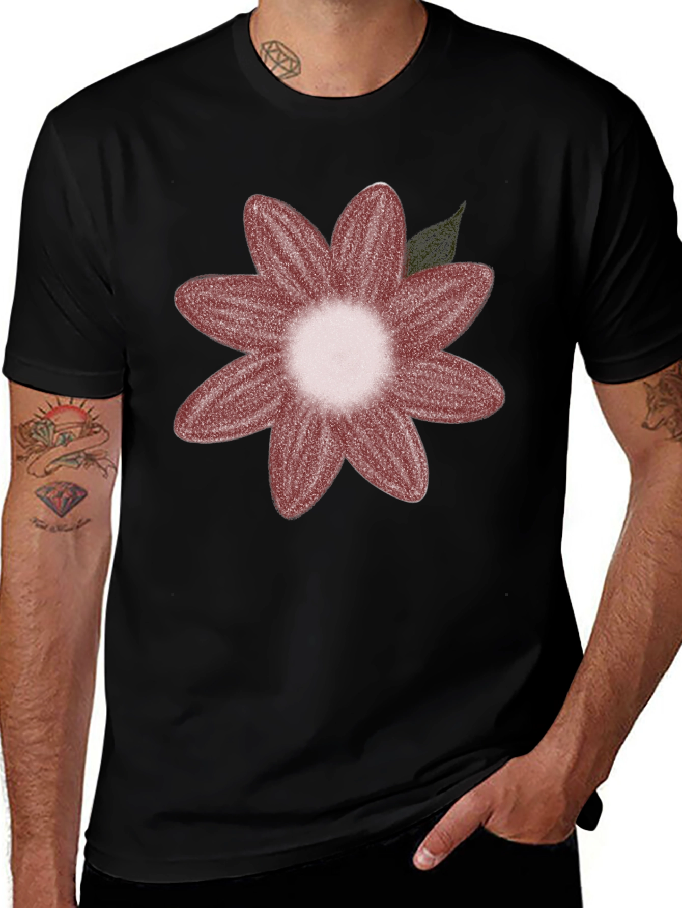 Variant 23 of Floral Graphic Tee - Black Cotton Blend