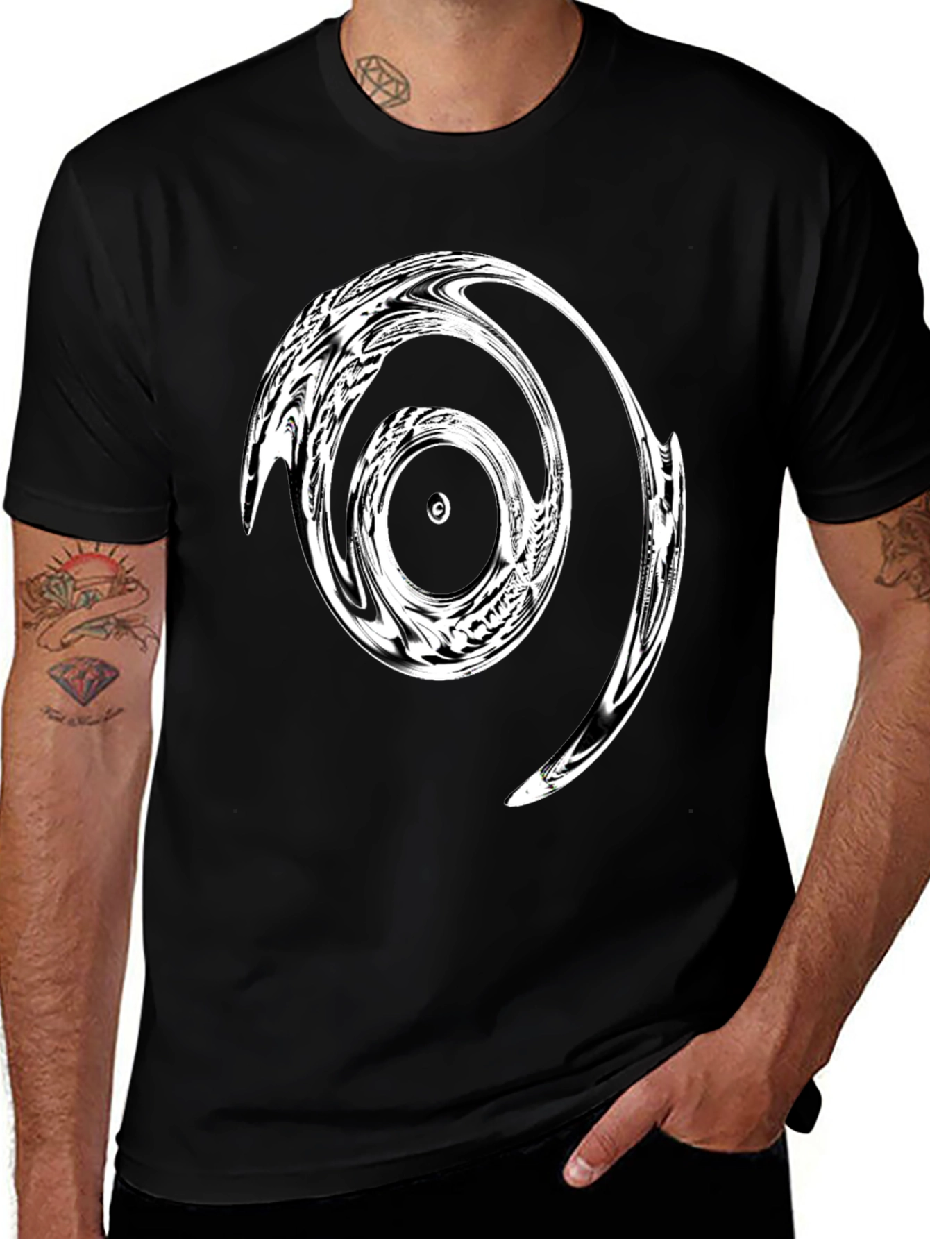 Variant 17 of Abstract Swirl Graphic Black T-Shirt