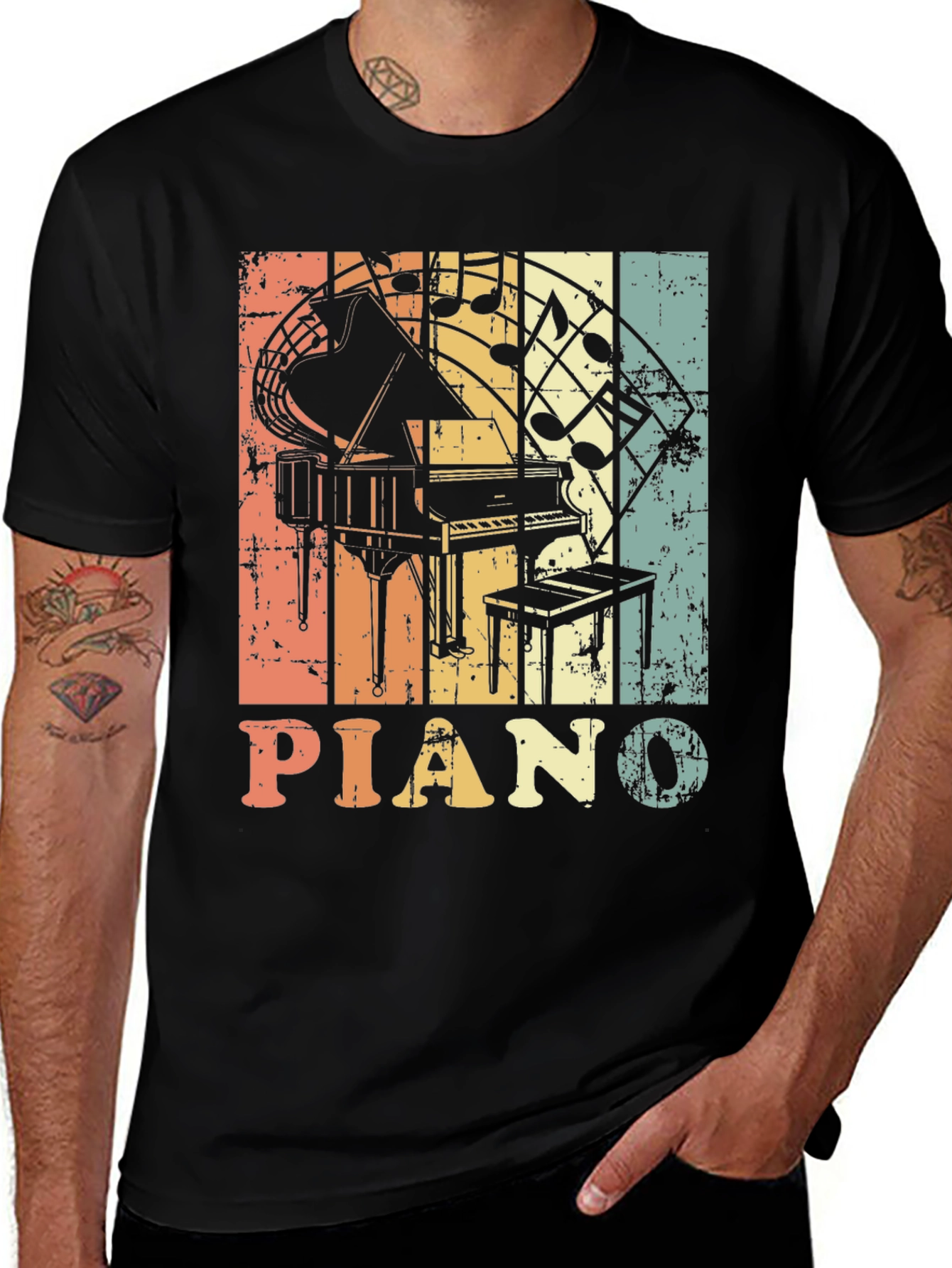 Variant 17 of Retro Piano Music Notes Graphic T-Shirt