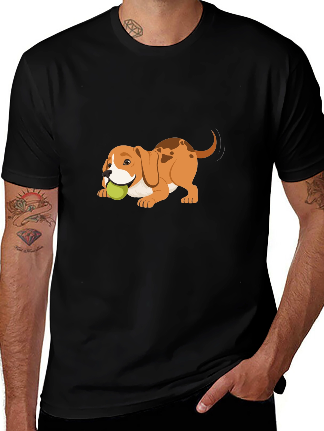 Variant 6 of Dog with Ball Graphic Tee - Casual Style