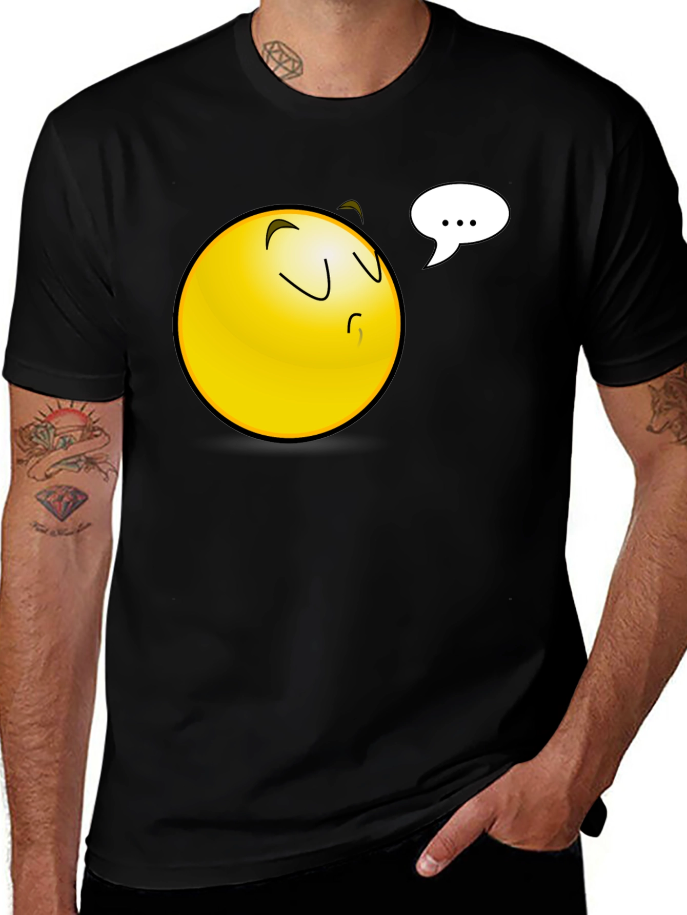 Variant 20 of Emoji Black T-Shirt - Pondering Thoughts
