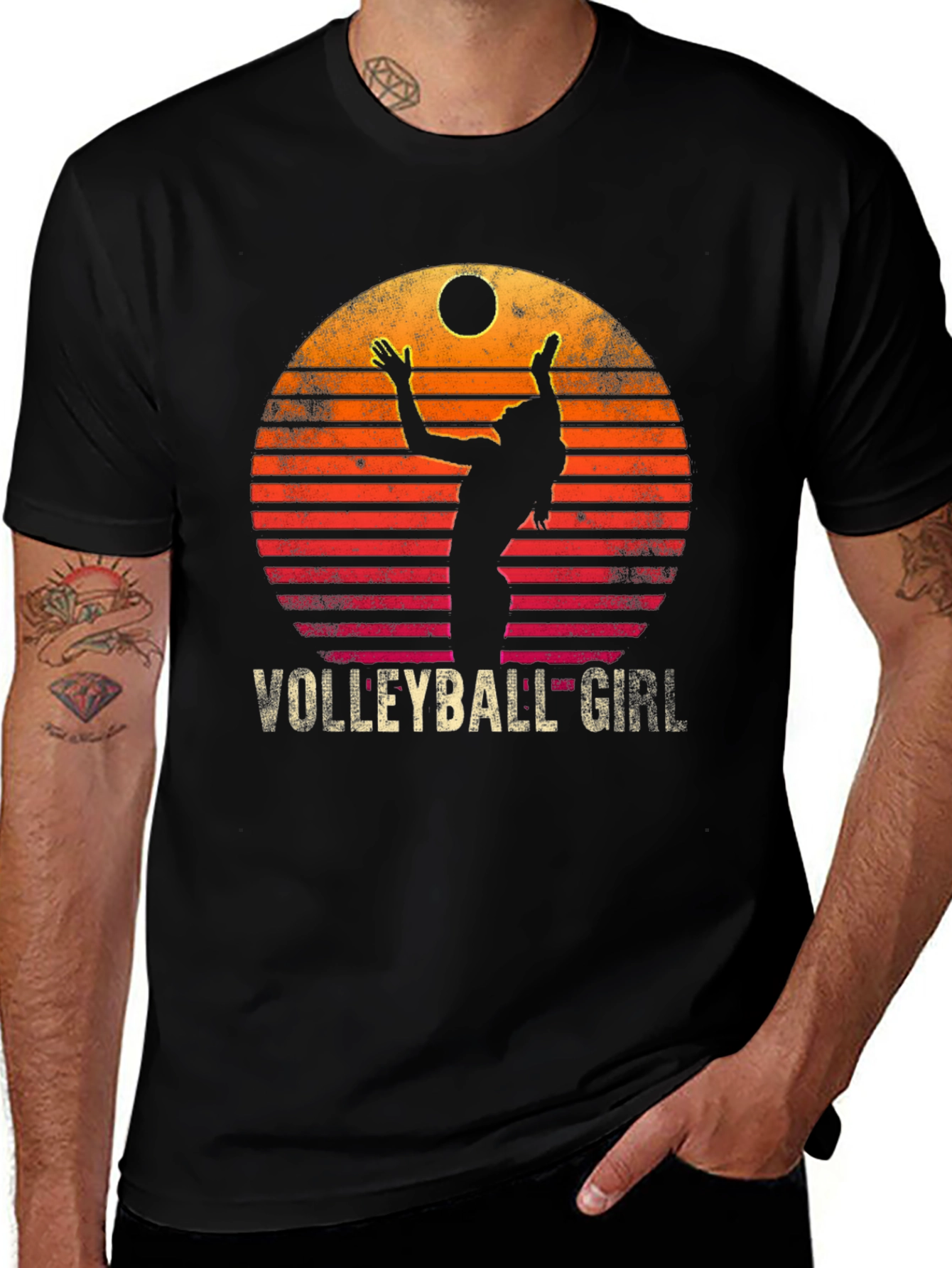 Variant 29 of Volleyball Girl Retro Sunset Graphic T-Shirt