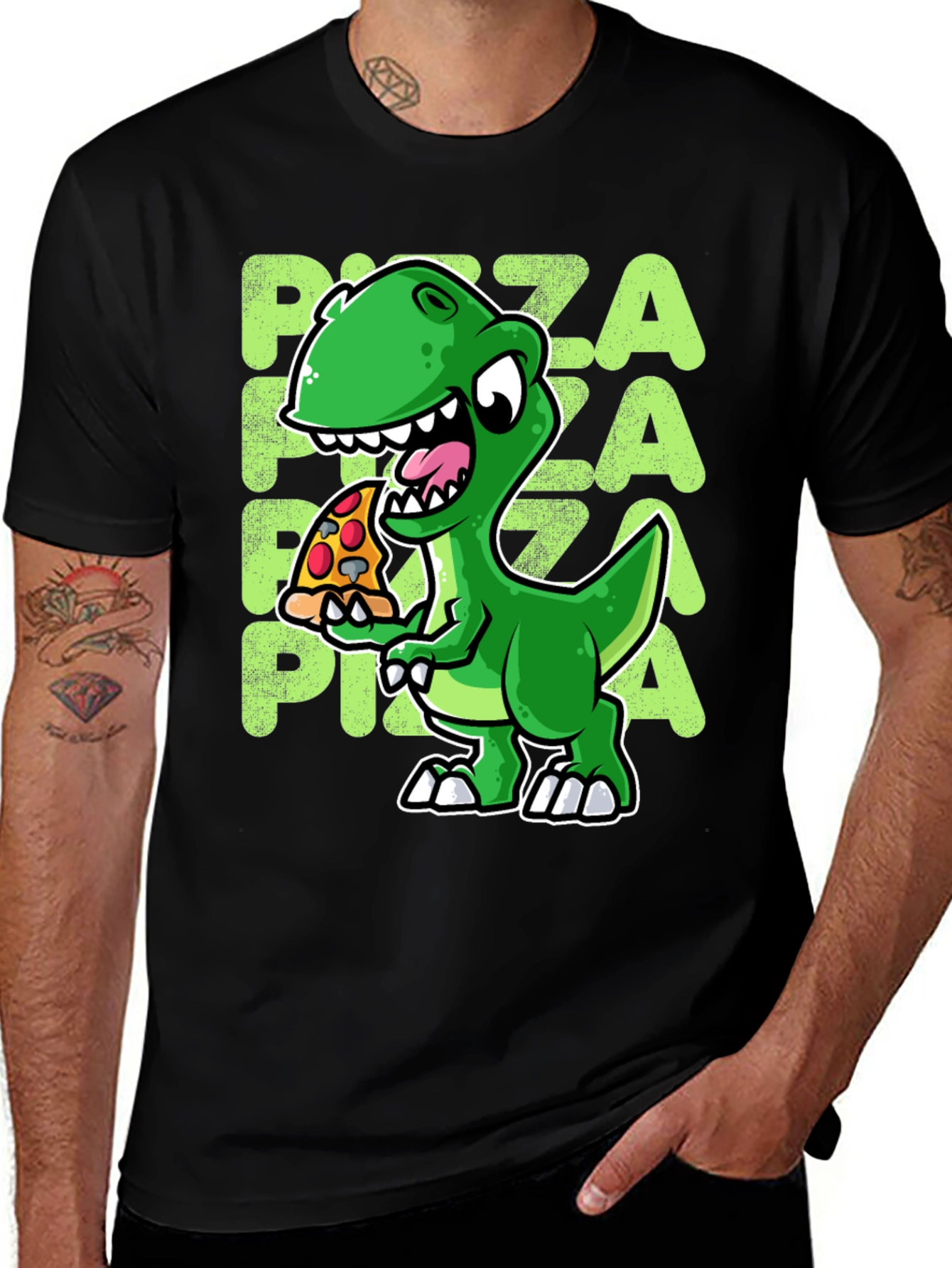 Variant 18 of Dino Pizza T-Shirt - Cute Cartoon Design