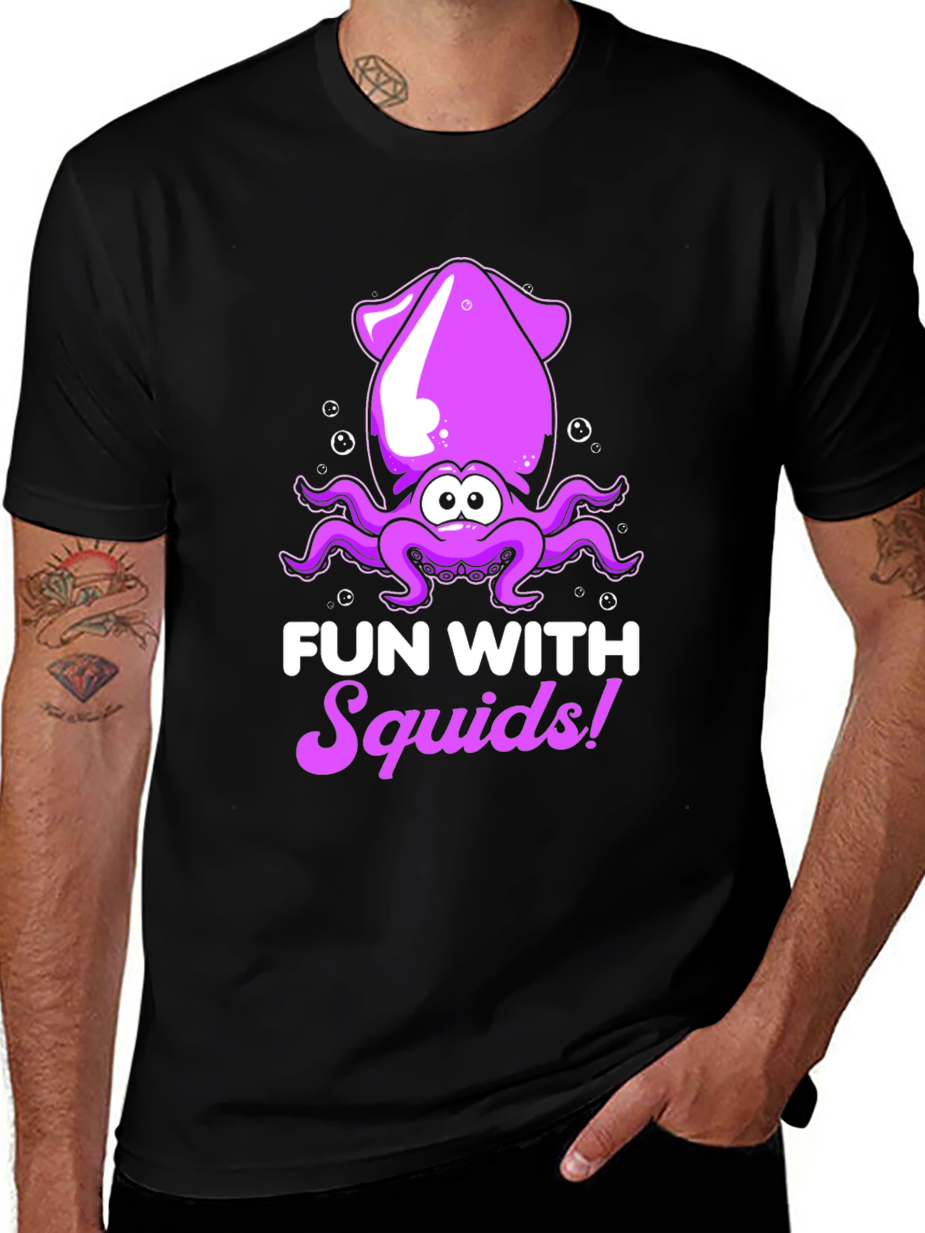 Variant 14 of Fun with Squids Graphic Tee - Black T-Shirt