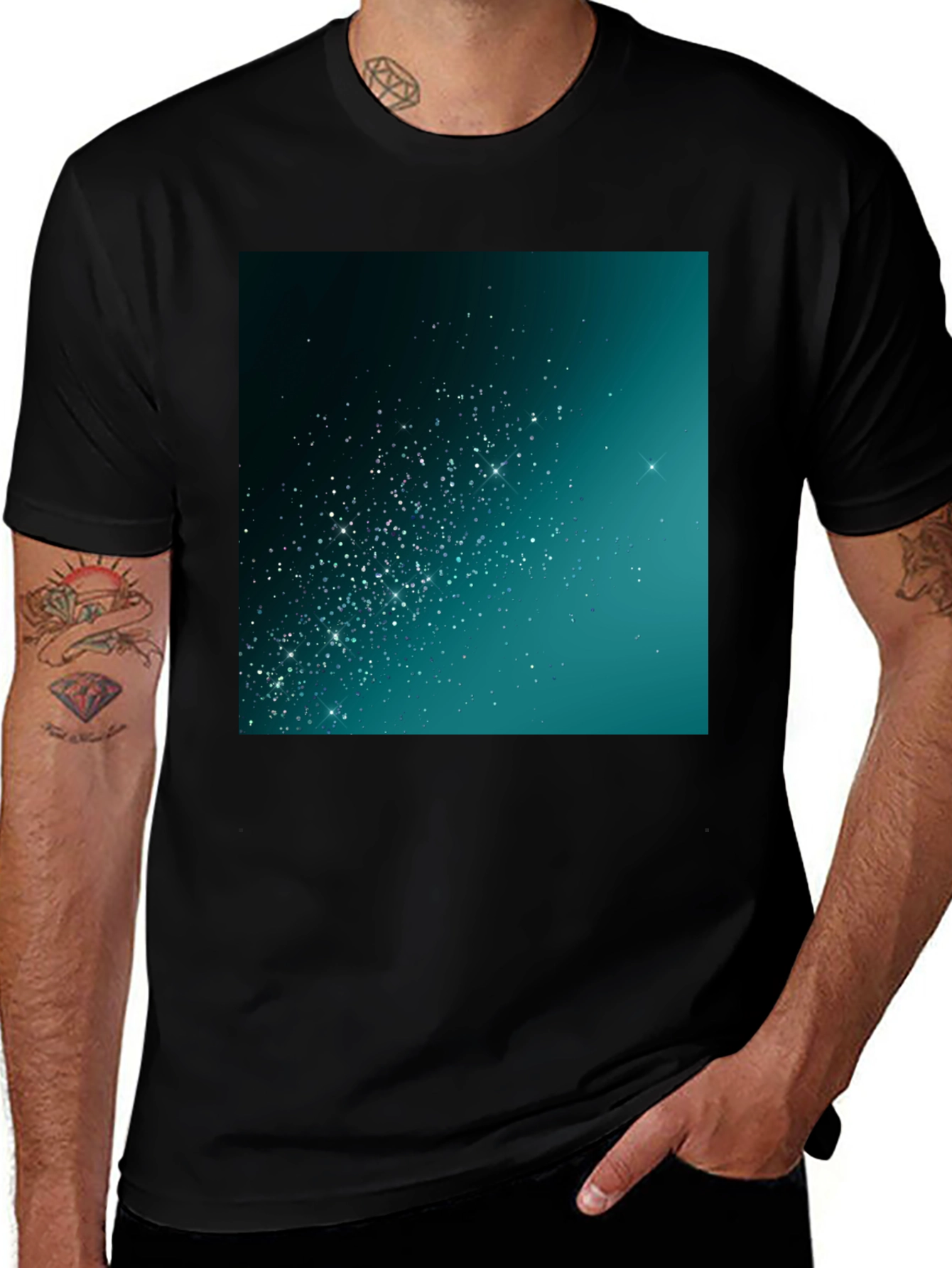 Variant 16 of Galaxy Print Black T-Shirt