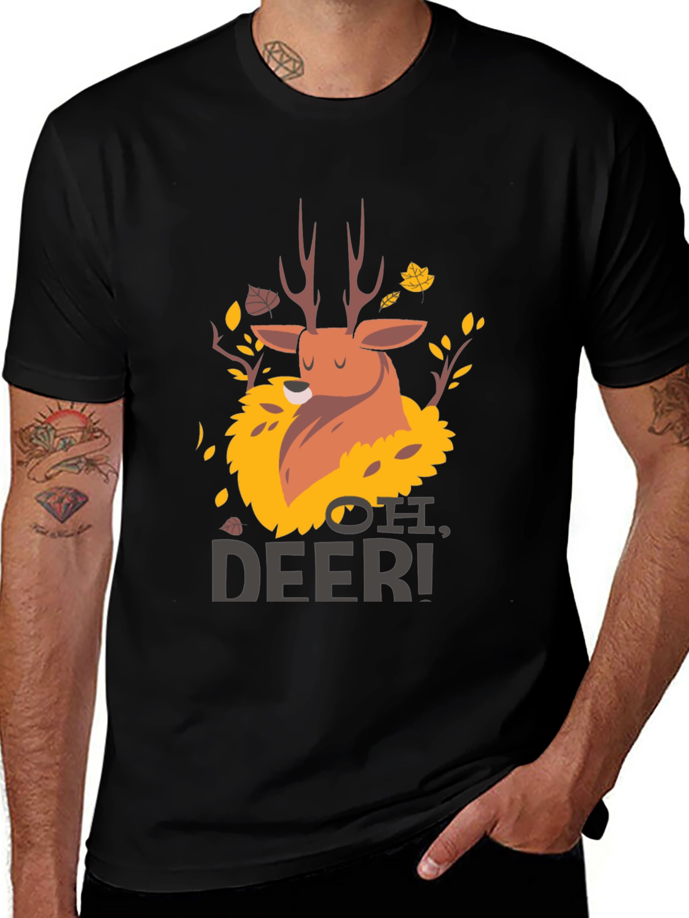 Variant 16 of Oh, Deer! Graphic Print Black T-Shirt