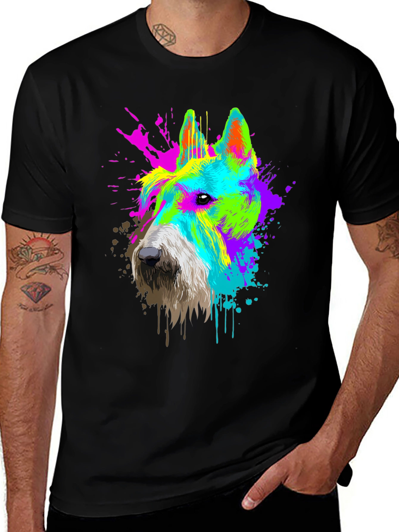 Variant 12 of Neon Scottish Terrier Black T-Shirt