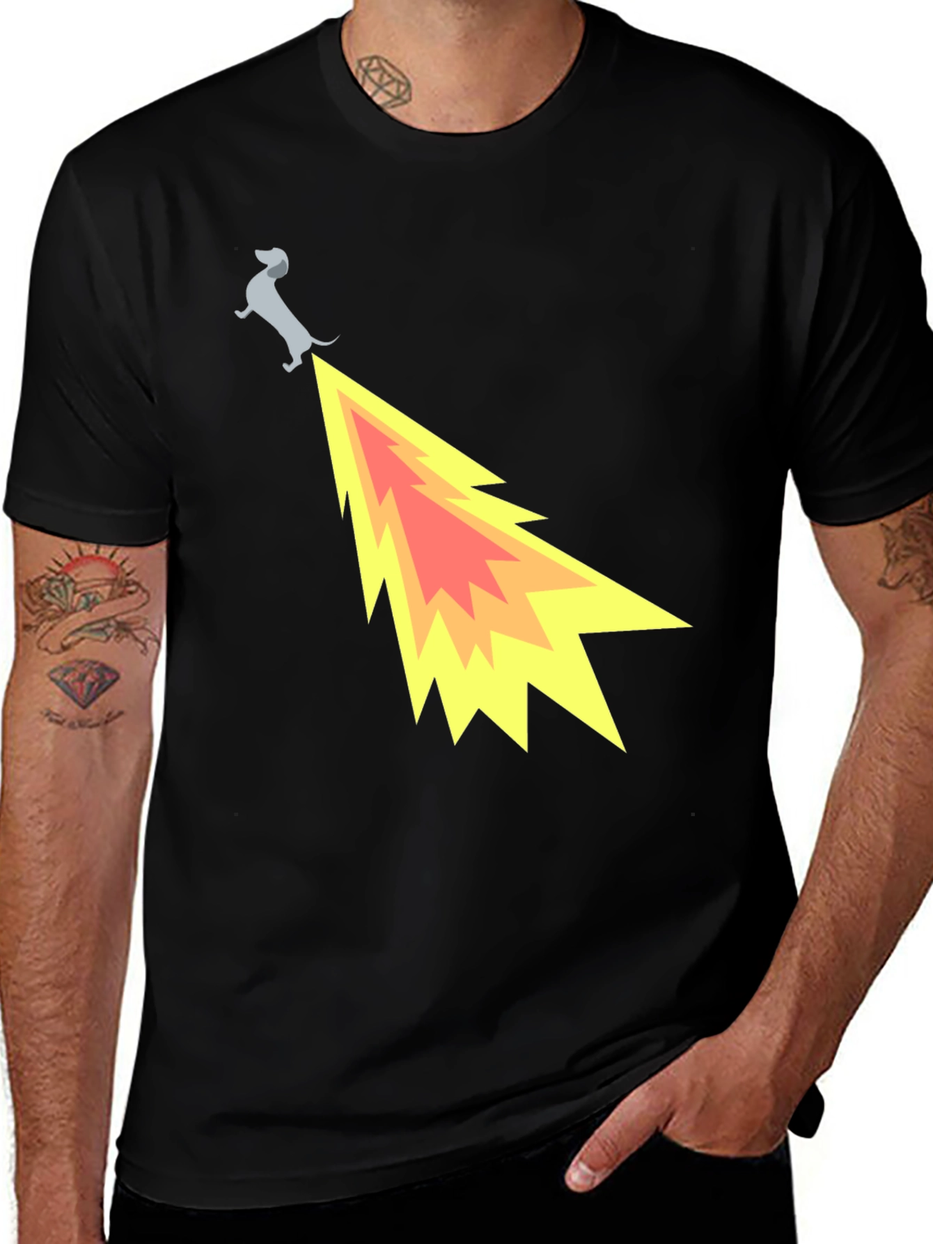 Variant 6 of Funny Dachshund Dog Flame Tail T-Shirt
