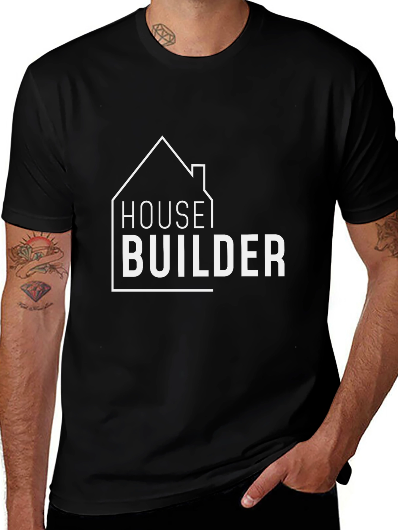 House Builder Graphic Tee - Black Cotton T-Shirt