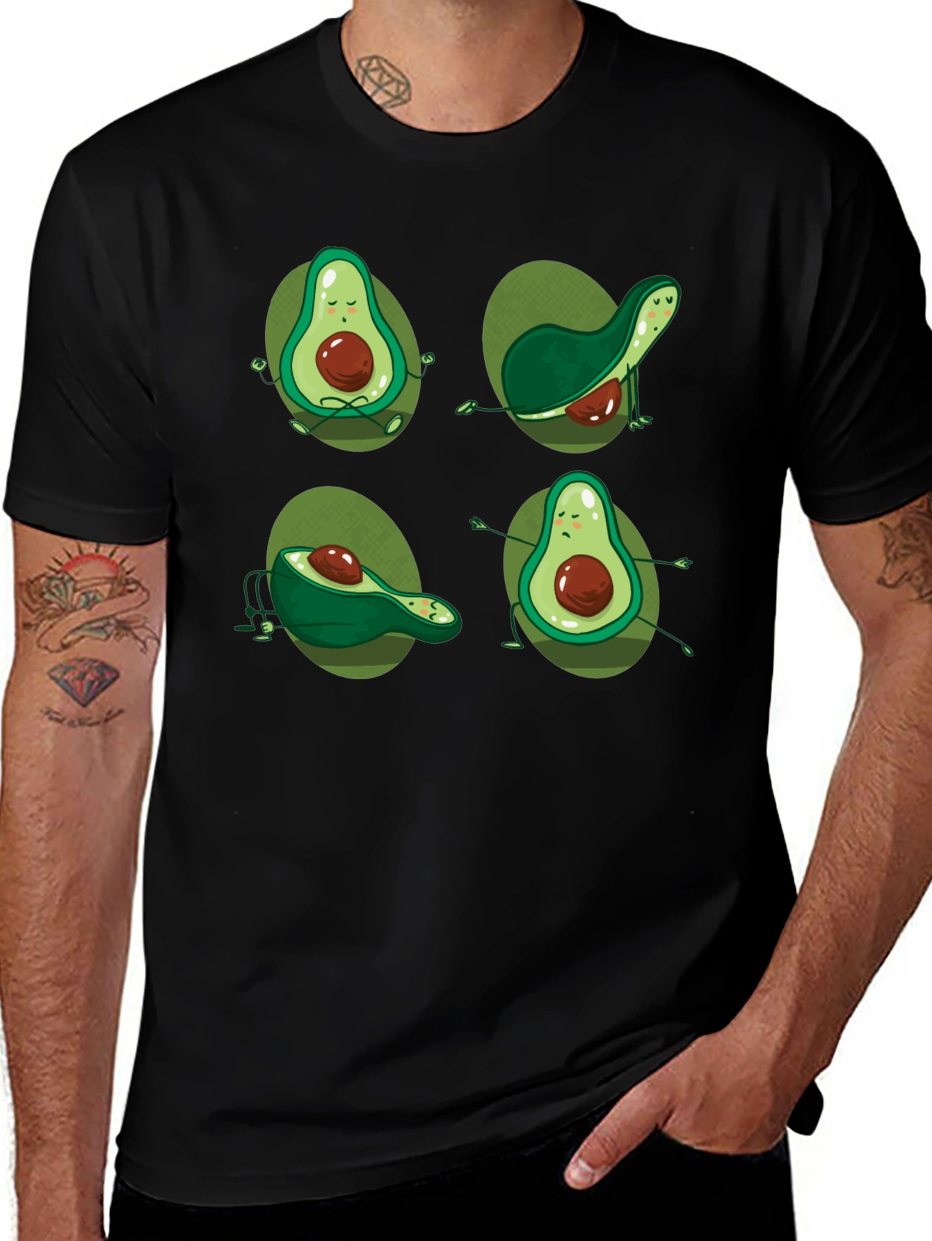 Variant 22 of Yoga Avocado Black T-Shirt - Unique Design