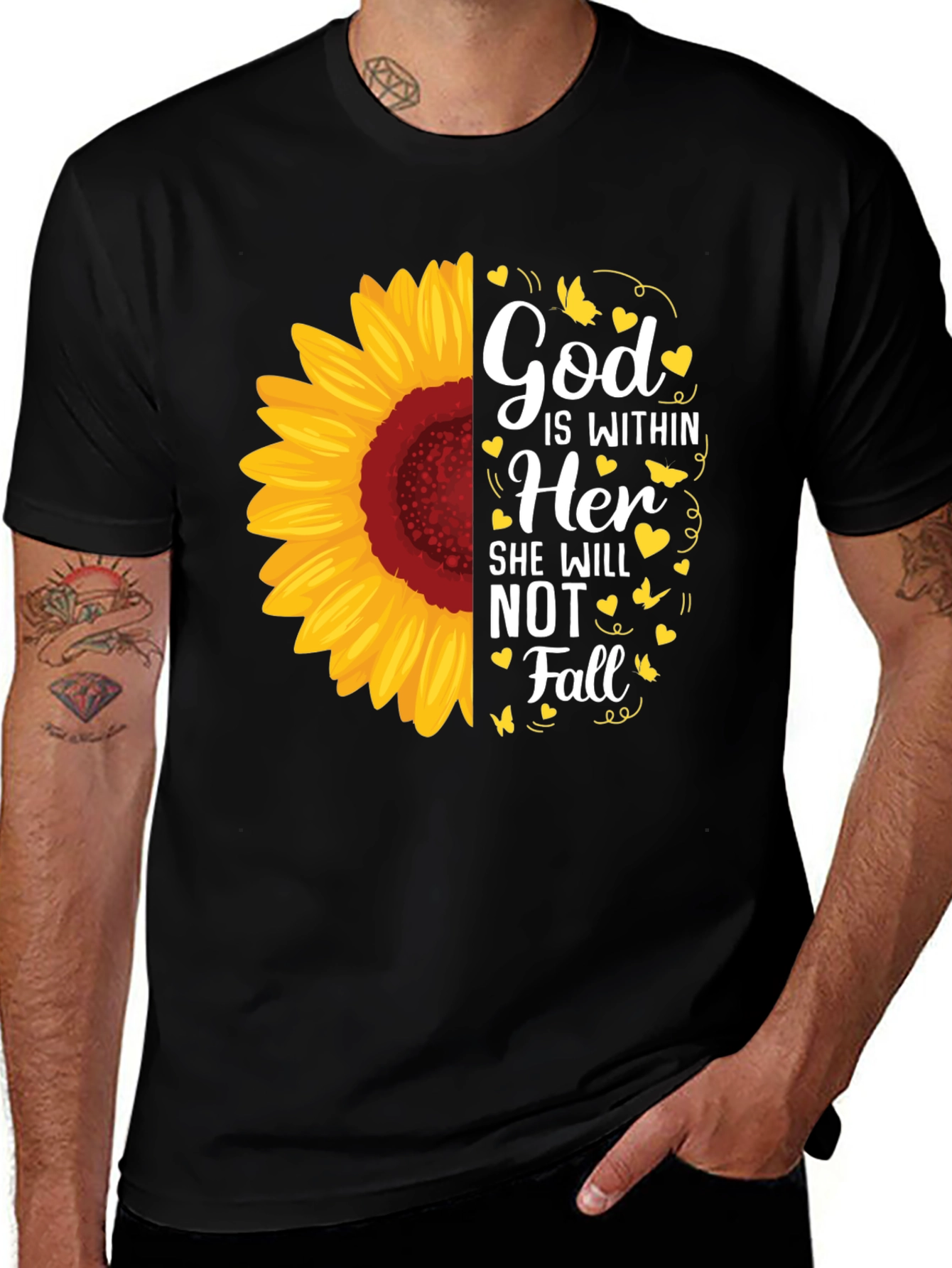 Variant 2 of God Is Within Her Sunflower Graphic Tee