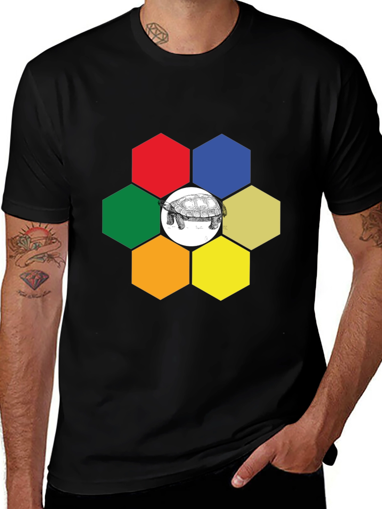 Variant 25 of Hexagon Turtle Graphic Tee - Unique Design