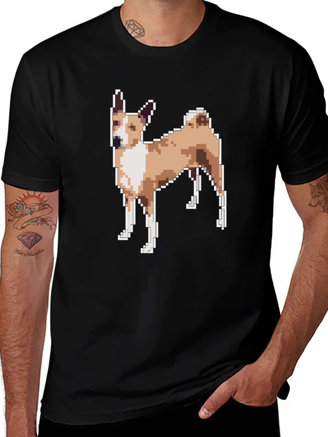 Variant 28 of Pixelated Dog Graphic Tee - Black Unisex T-Shirt