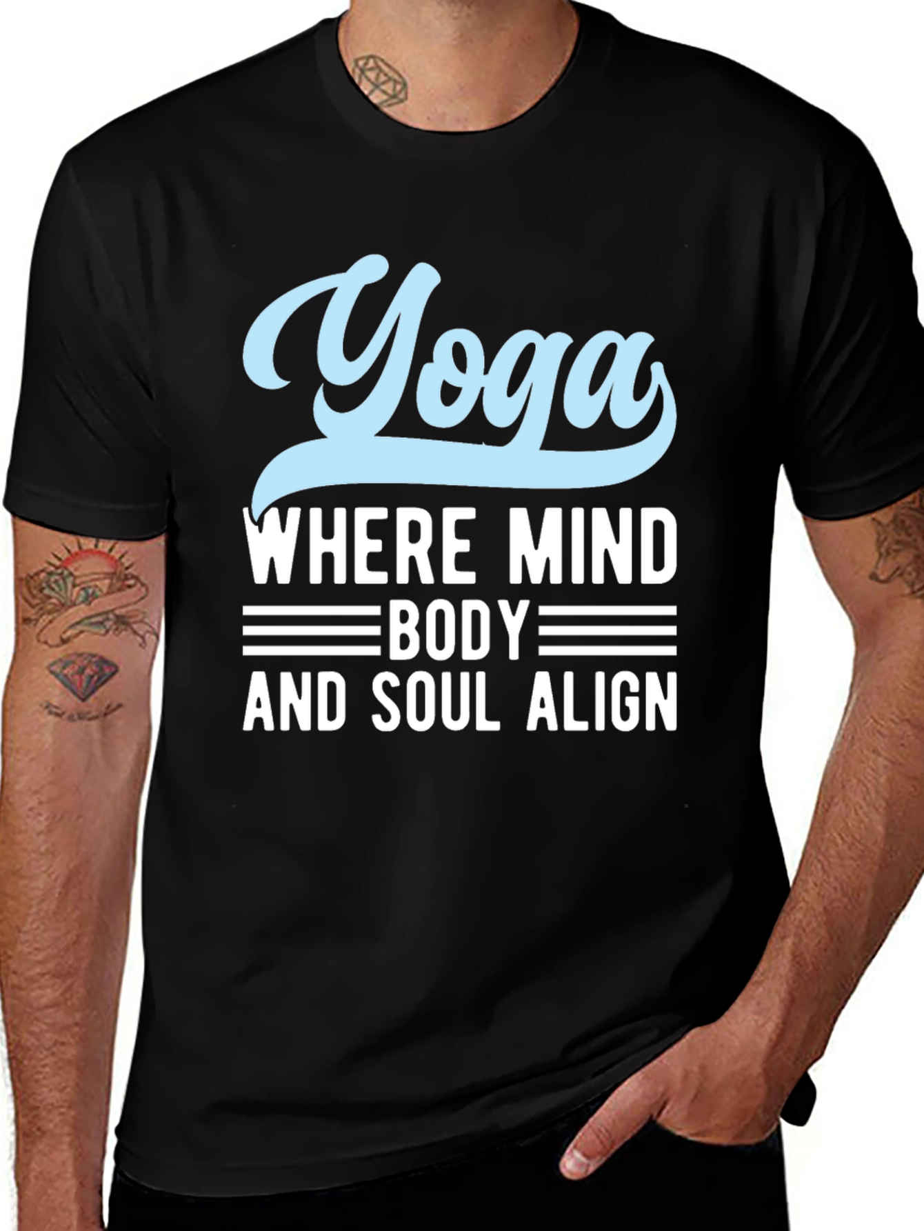 Variant 18 of Yoga Mind Body Soul Black Graphic T-Shirt