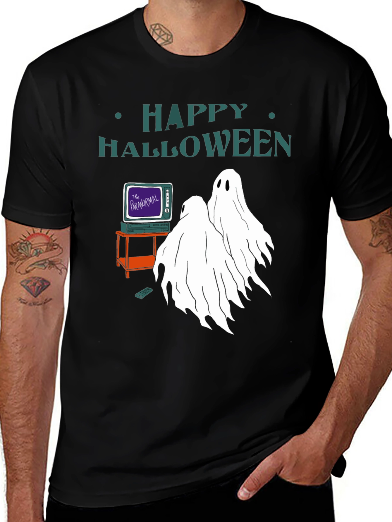 Variant 2 of Happy Halloween Ghostly TV T-Shirt