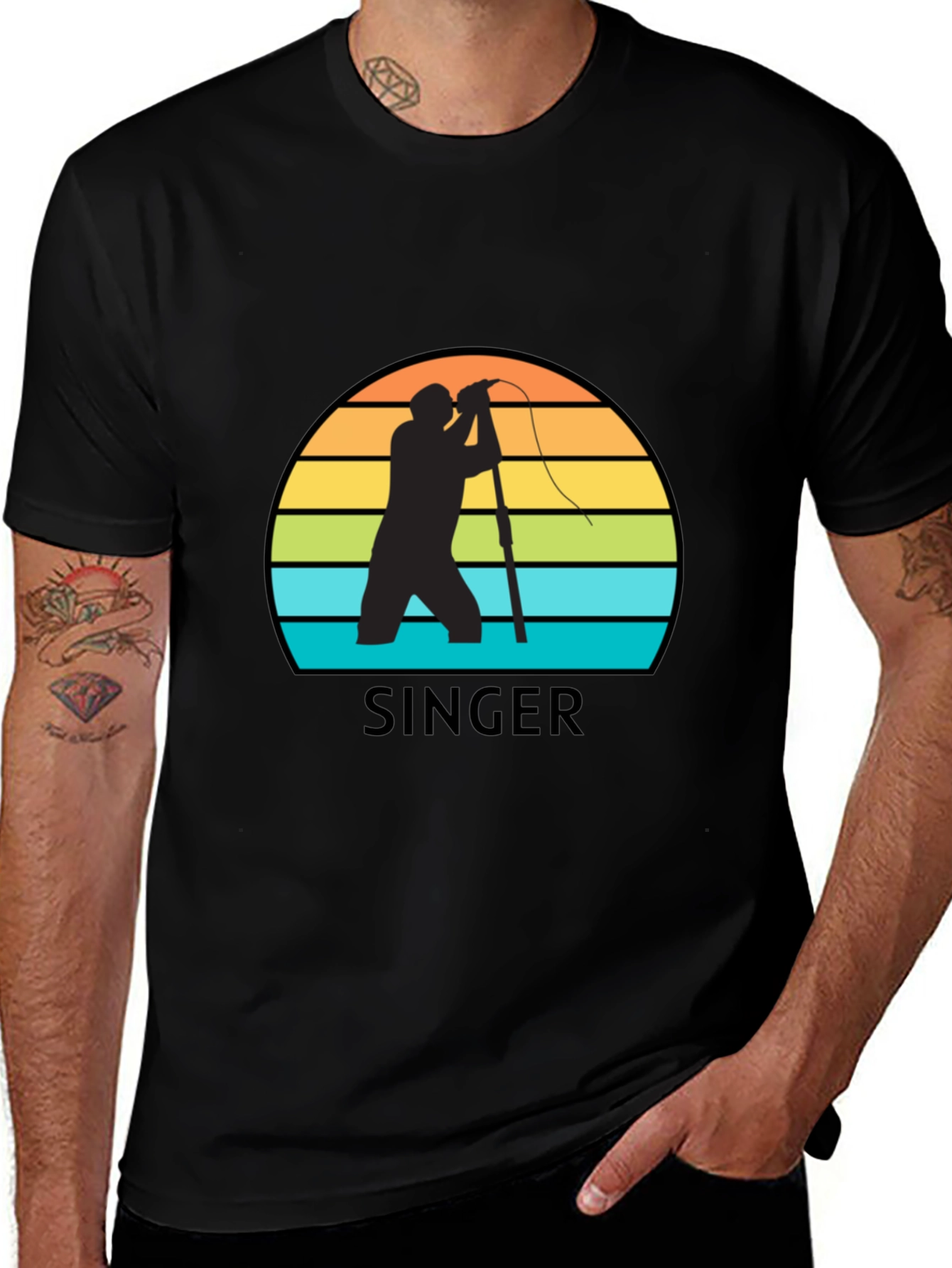 Variant 16 of Retro Singer Silhouette T-Shirt - Black