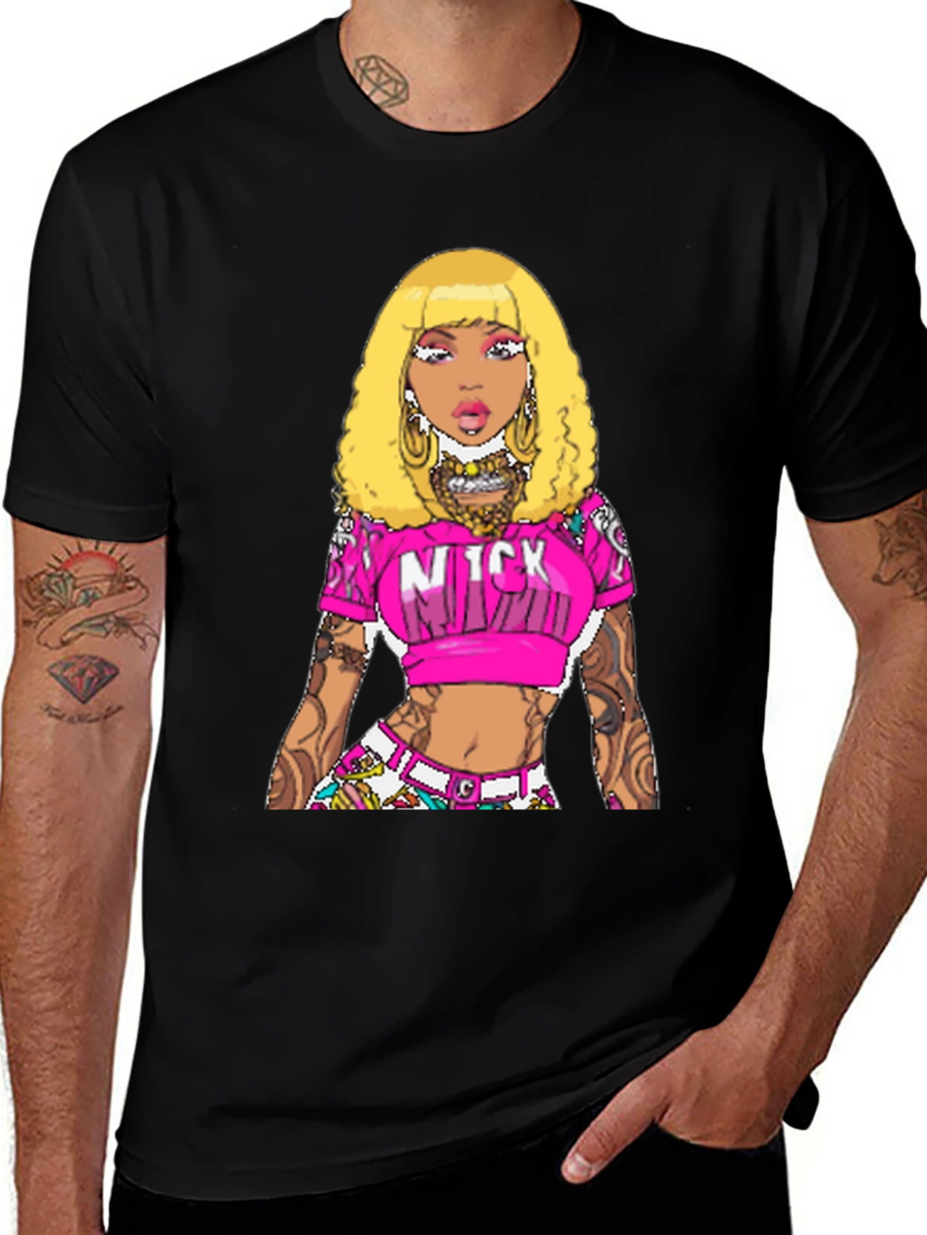Variant 19 of Nicki Minaj Cartoon T-Shirt Black