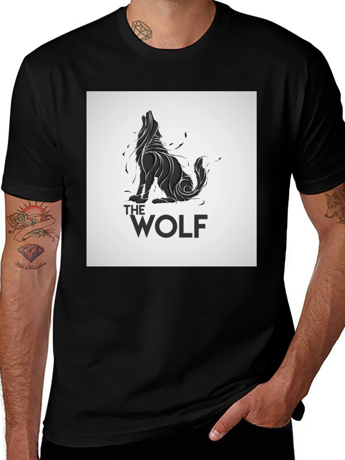 Variant 23 of The Wolf Graphic Print Black T-Shirt