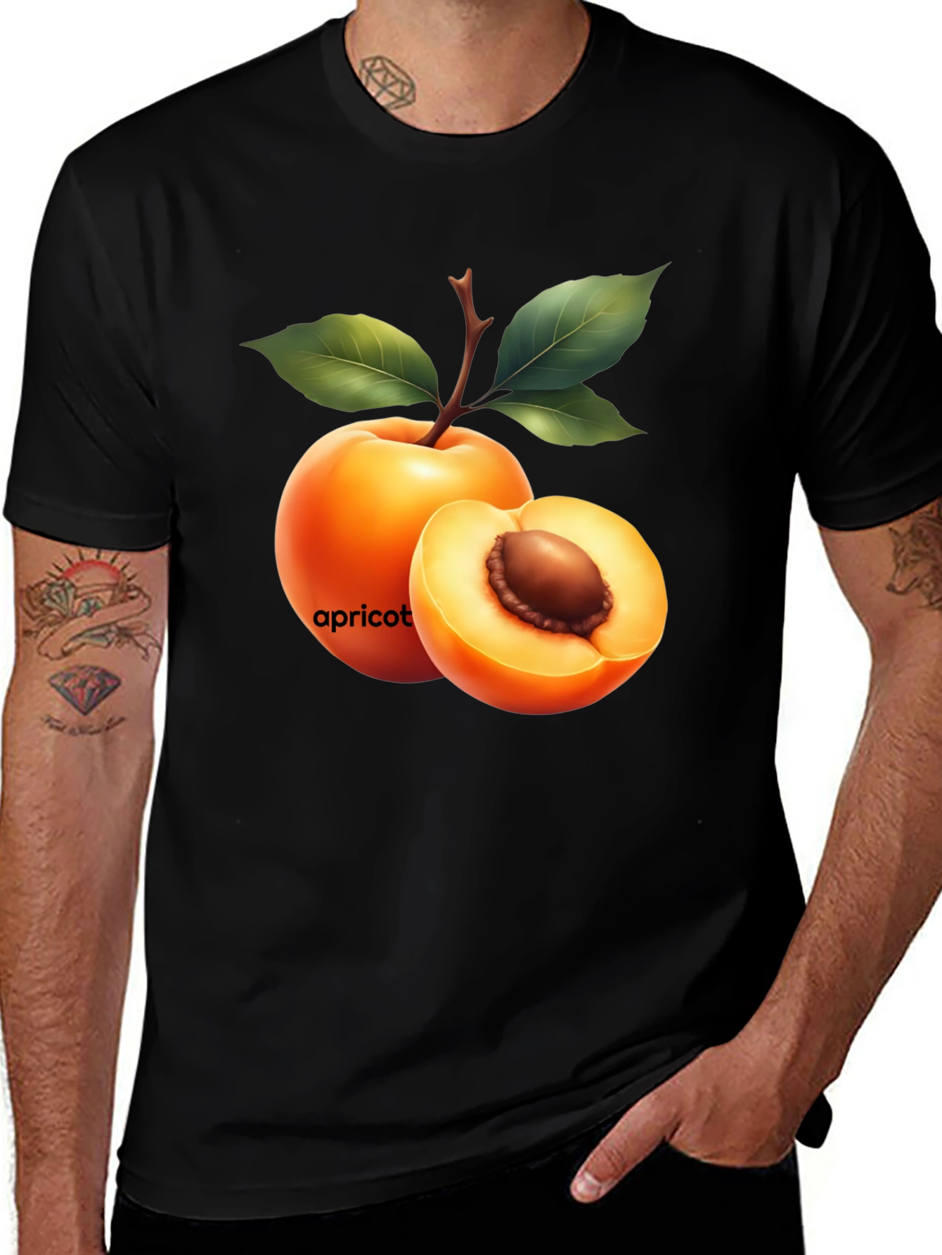 Variant 11 of Apricot Graphic Tee - Fresh Fruit Design
