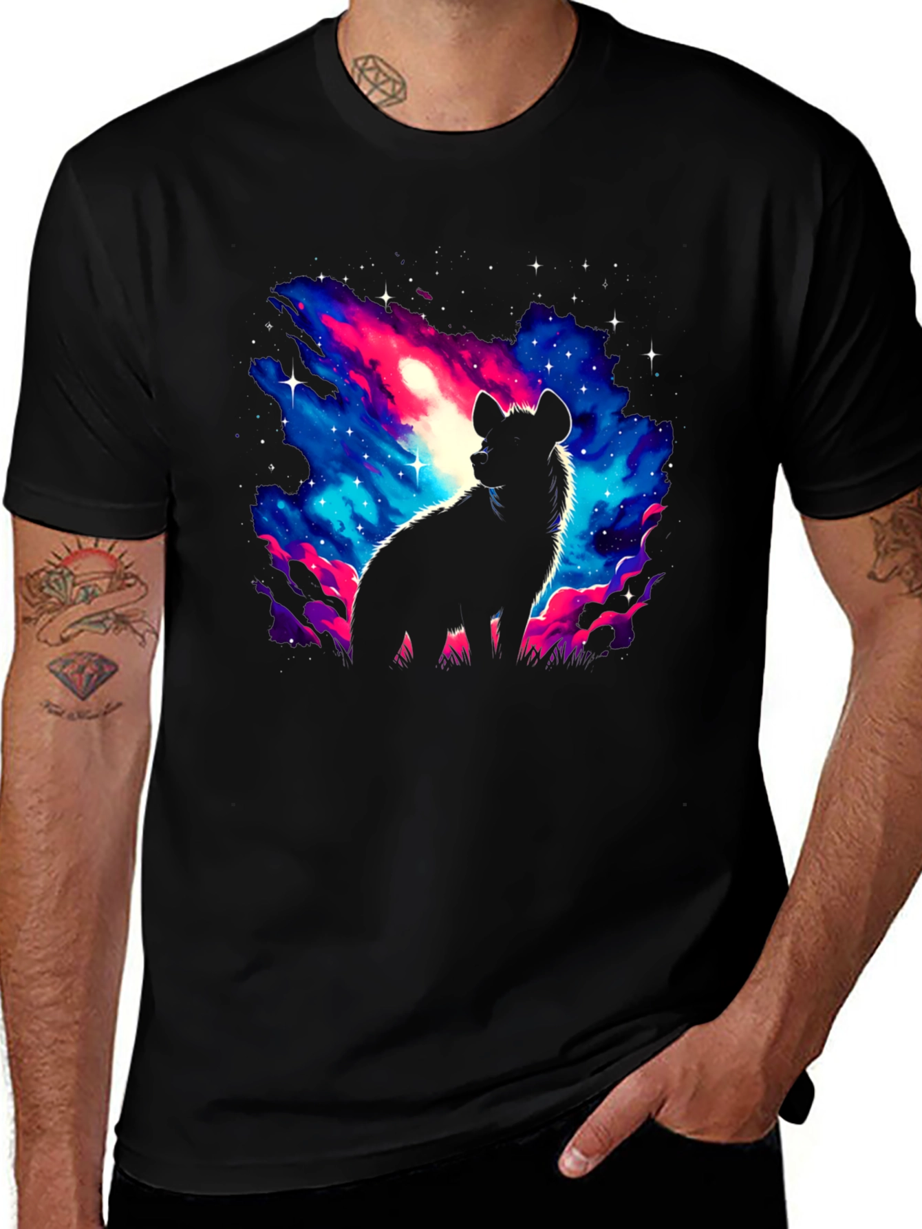 Variant 2 of Cosmic Hyena Graphic Tee - Black