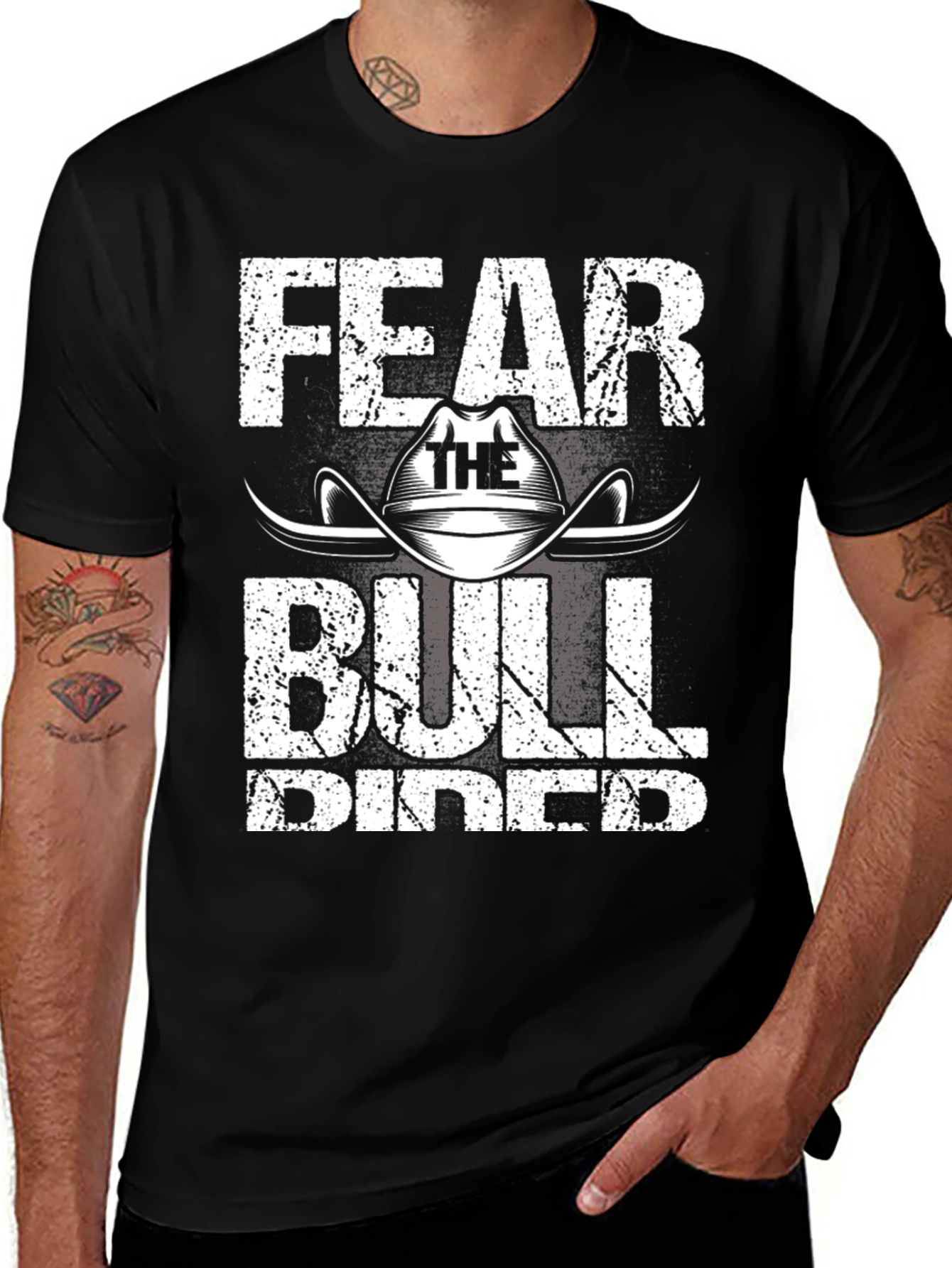 Variant 24 of Fear the Bull Rider Black Graphic Tee