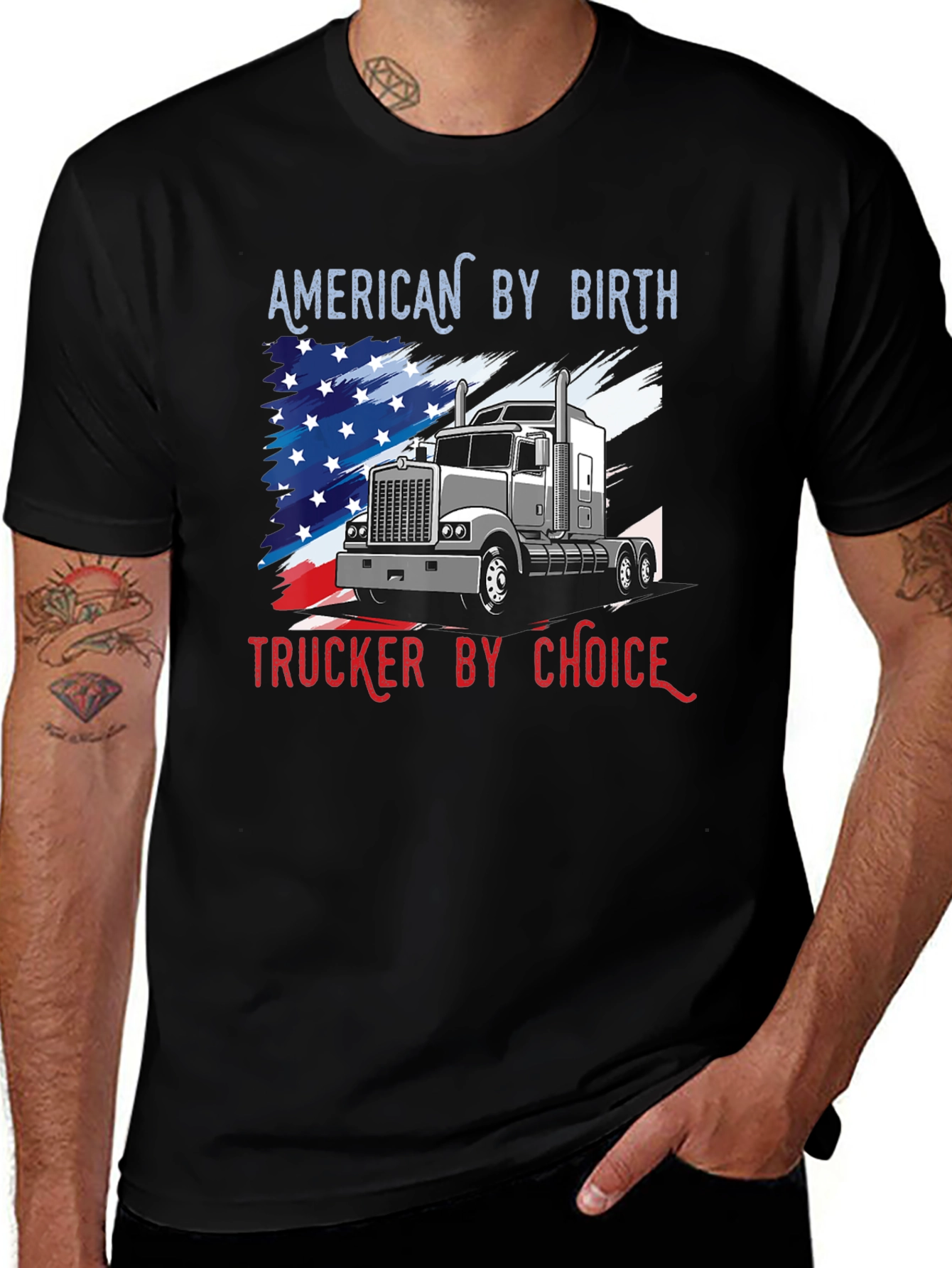 Black American Trucker T-Shirt: Patriot's Choice main image
