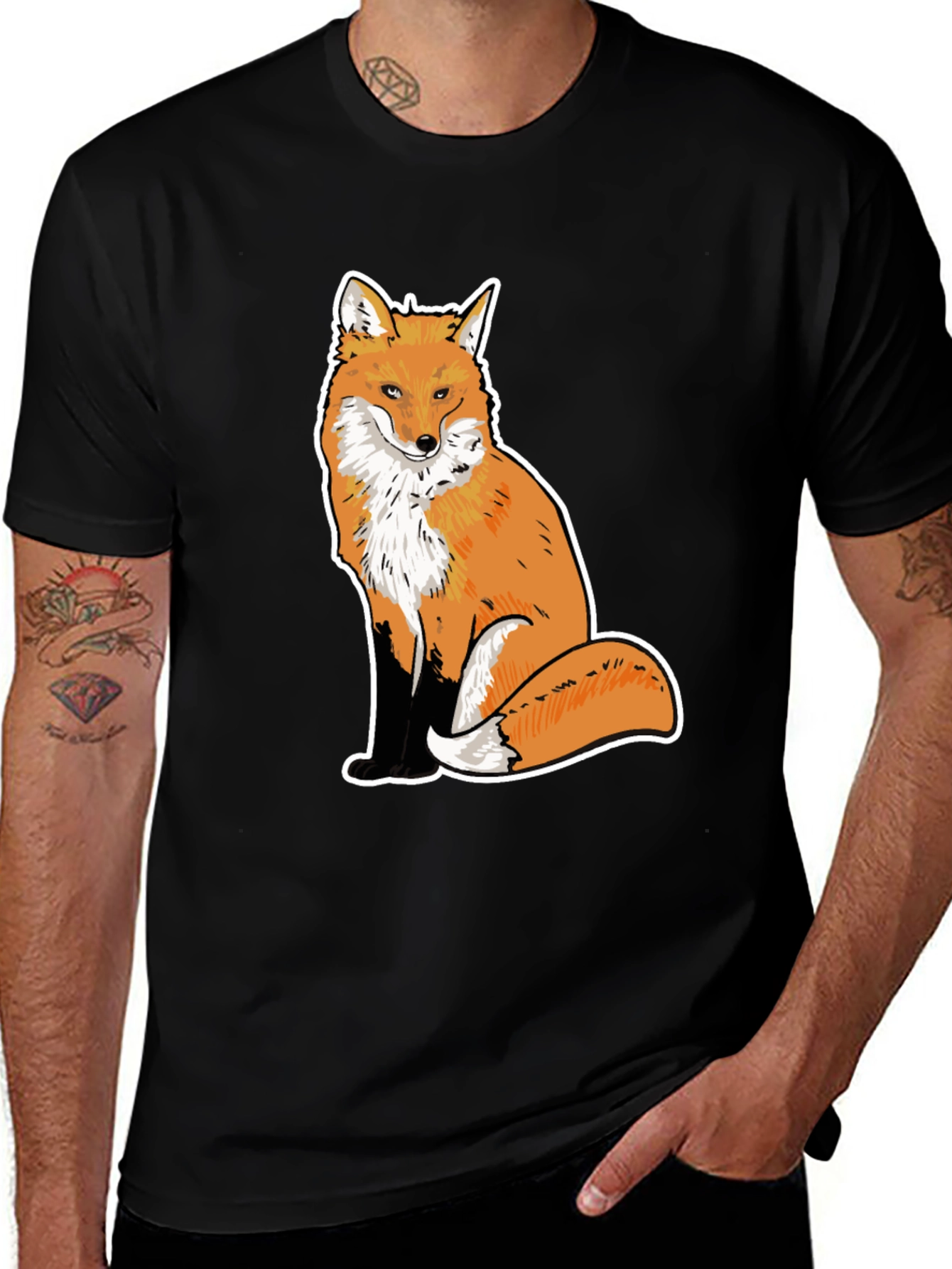 Variant 20 of Fox Graphic T-Shirt - Black Crew Neck Tee