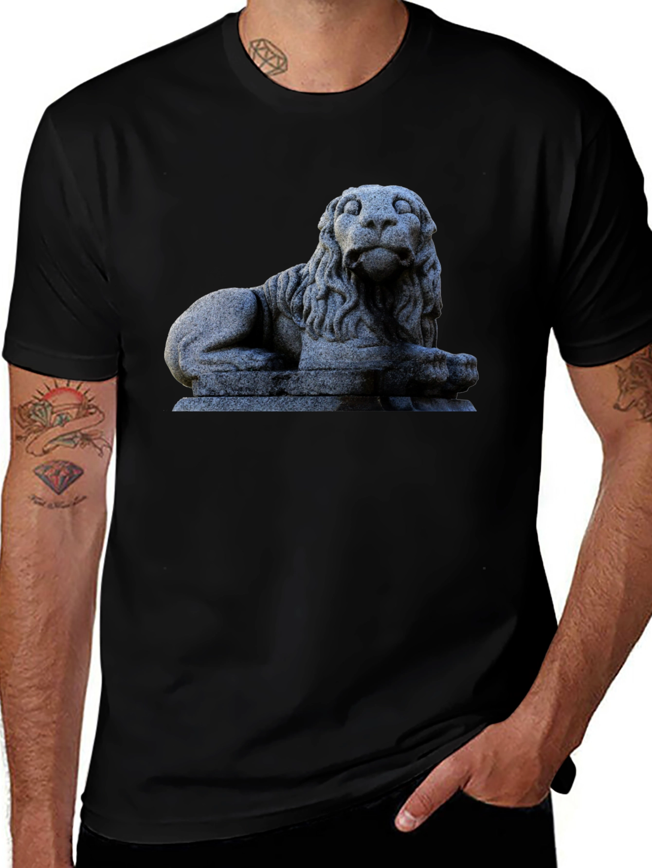 Variant 23 of Stone Lion Graphic Tee - Classic Comfort