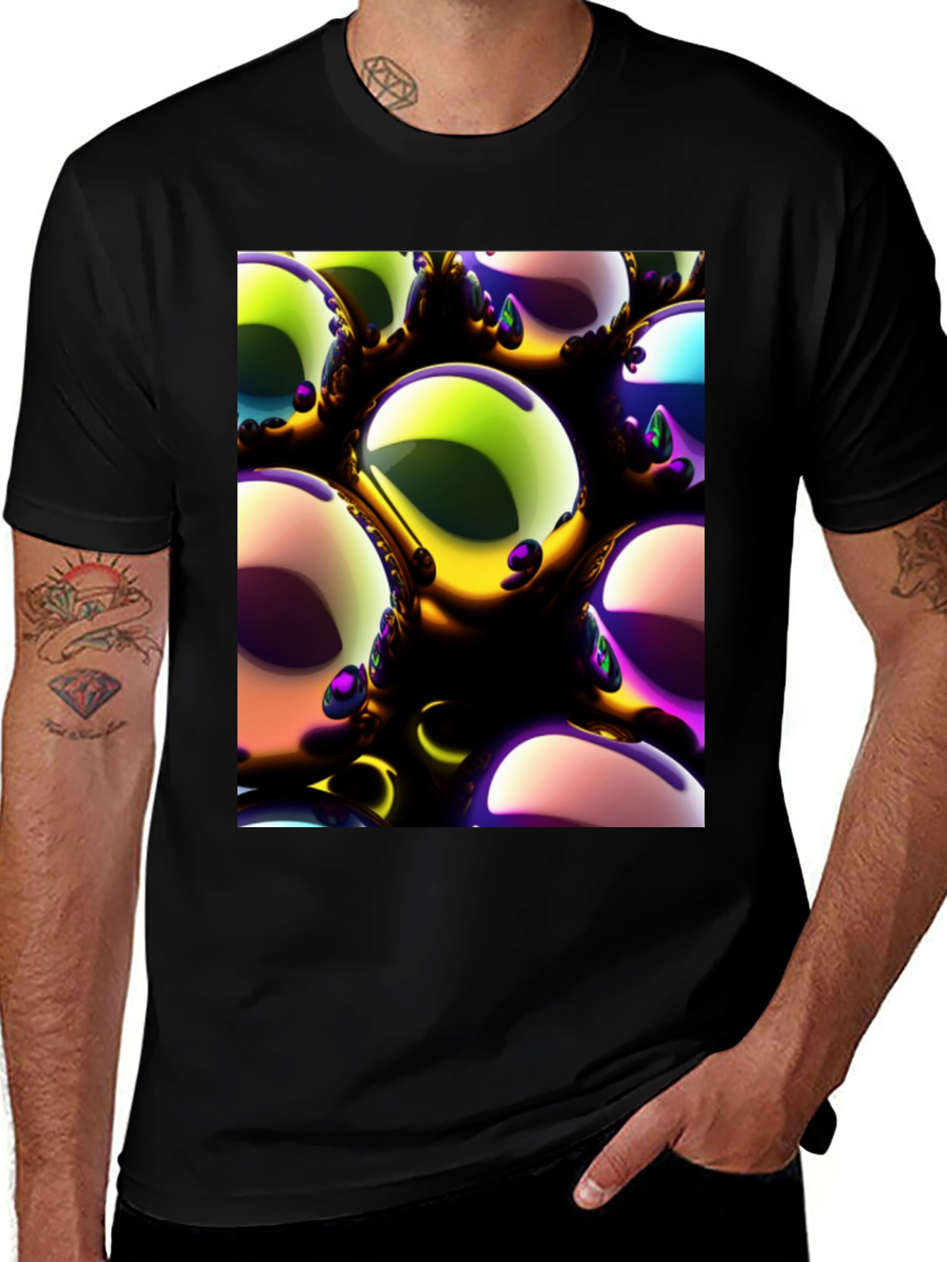 Black Abstract Spheres Graphic Tee main image