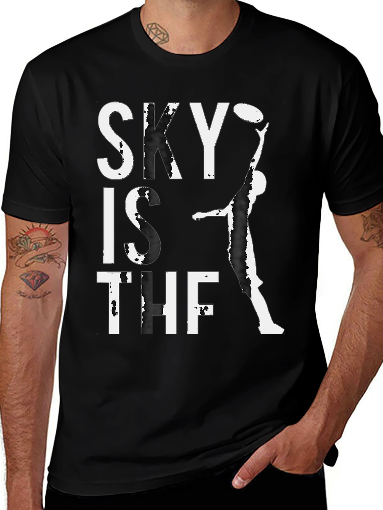 Variant 6 of Sky Is The Limit Graphic Tee - Black Cotton T-Shirt