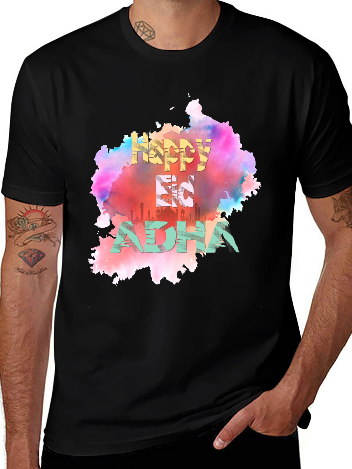 Happy Eid Adha T-Shirt - Colorful Graphic Tee