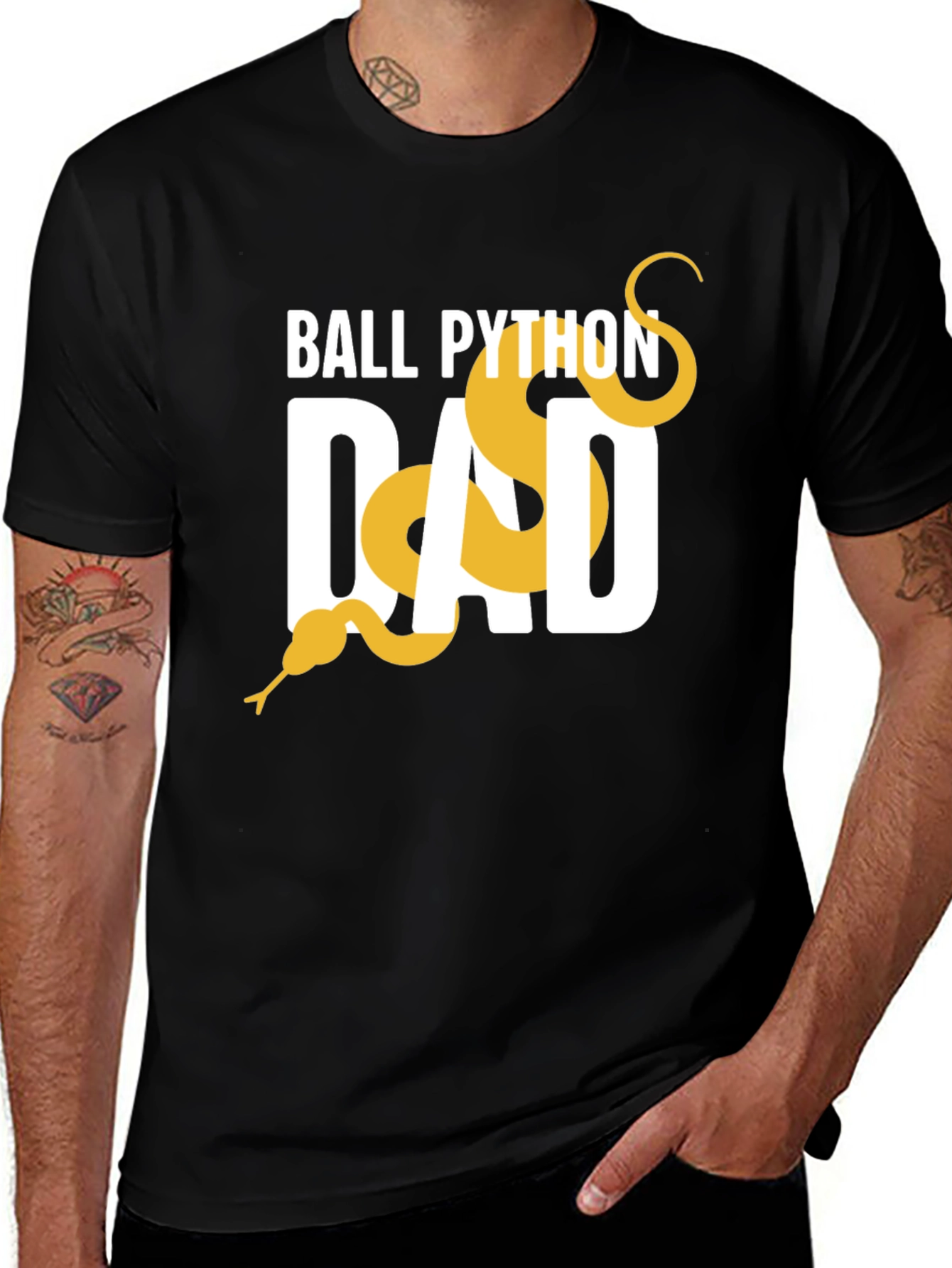 Variant 12 of Ball Python Dad Graphic Tee - Black Cotton T-Shirt